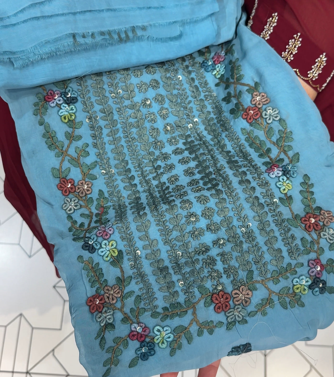 VISCOSE ORGANZA UNSTITCHED SALWAR SUITS - IHA 28069