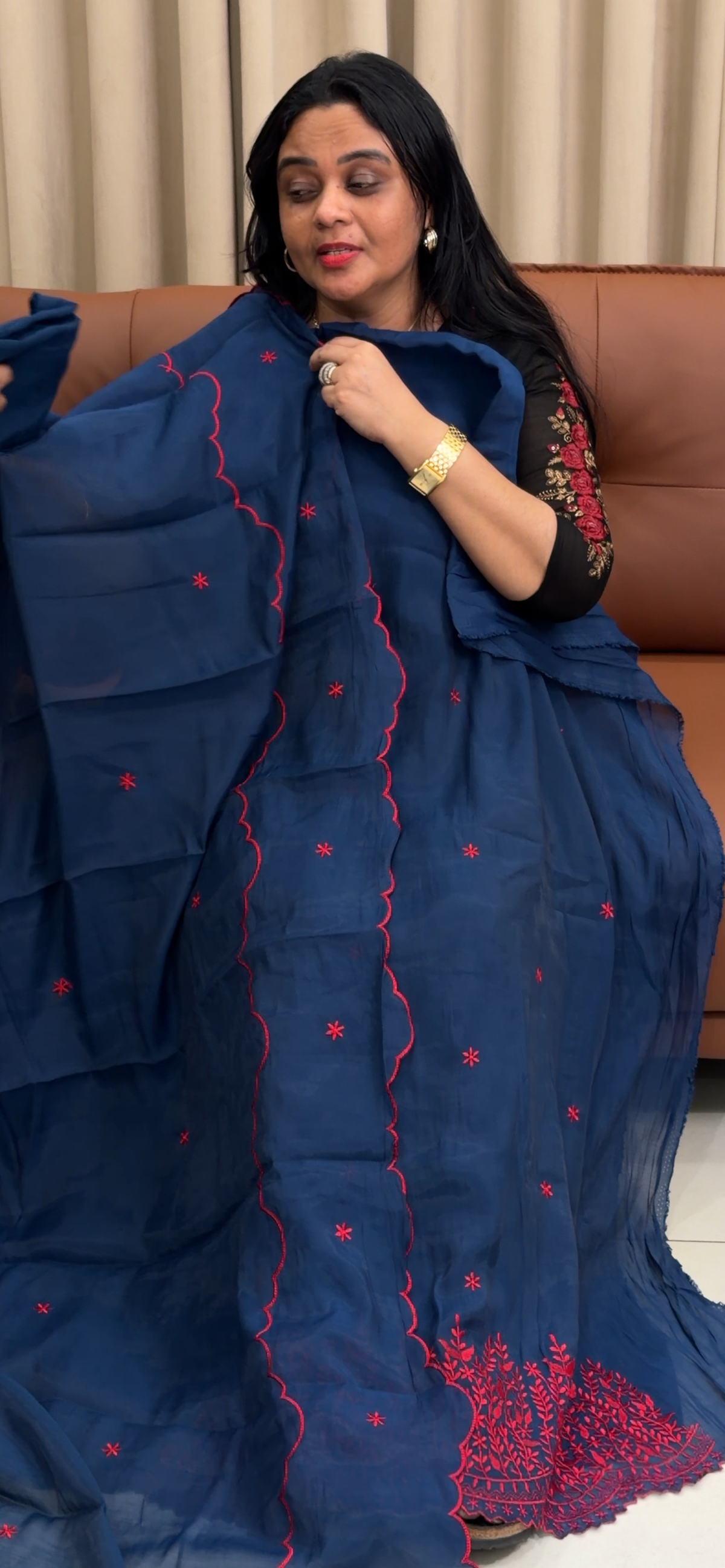 MALAI CHANDERI UNSTITCHED SALWAR SUITS - IHA 35352