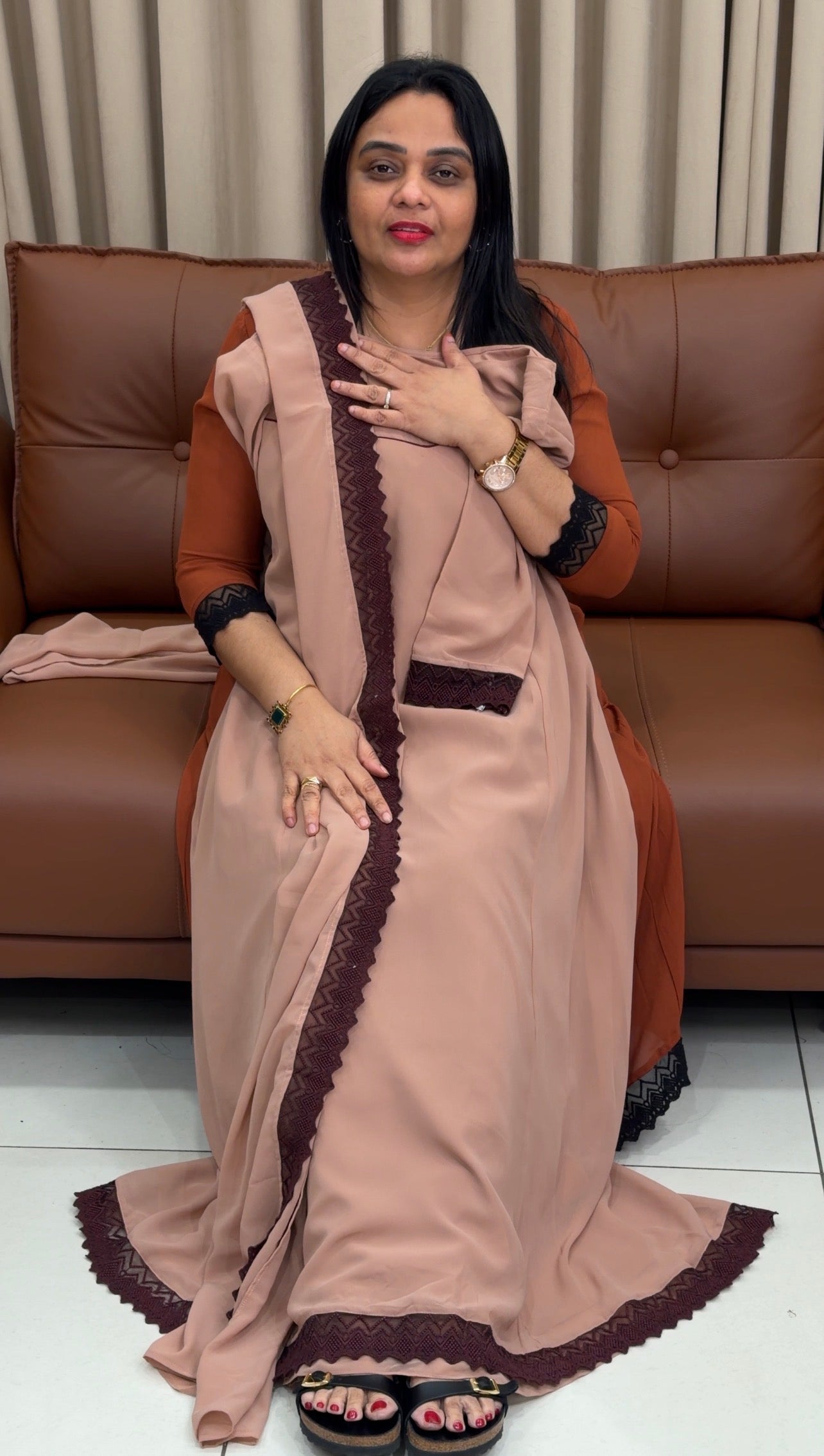 IHA'S IN-HOUSE GEORGETTE SLITTED TOP AND DUPATTA - IHA 34256