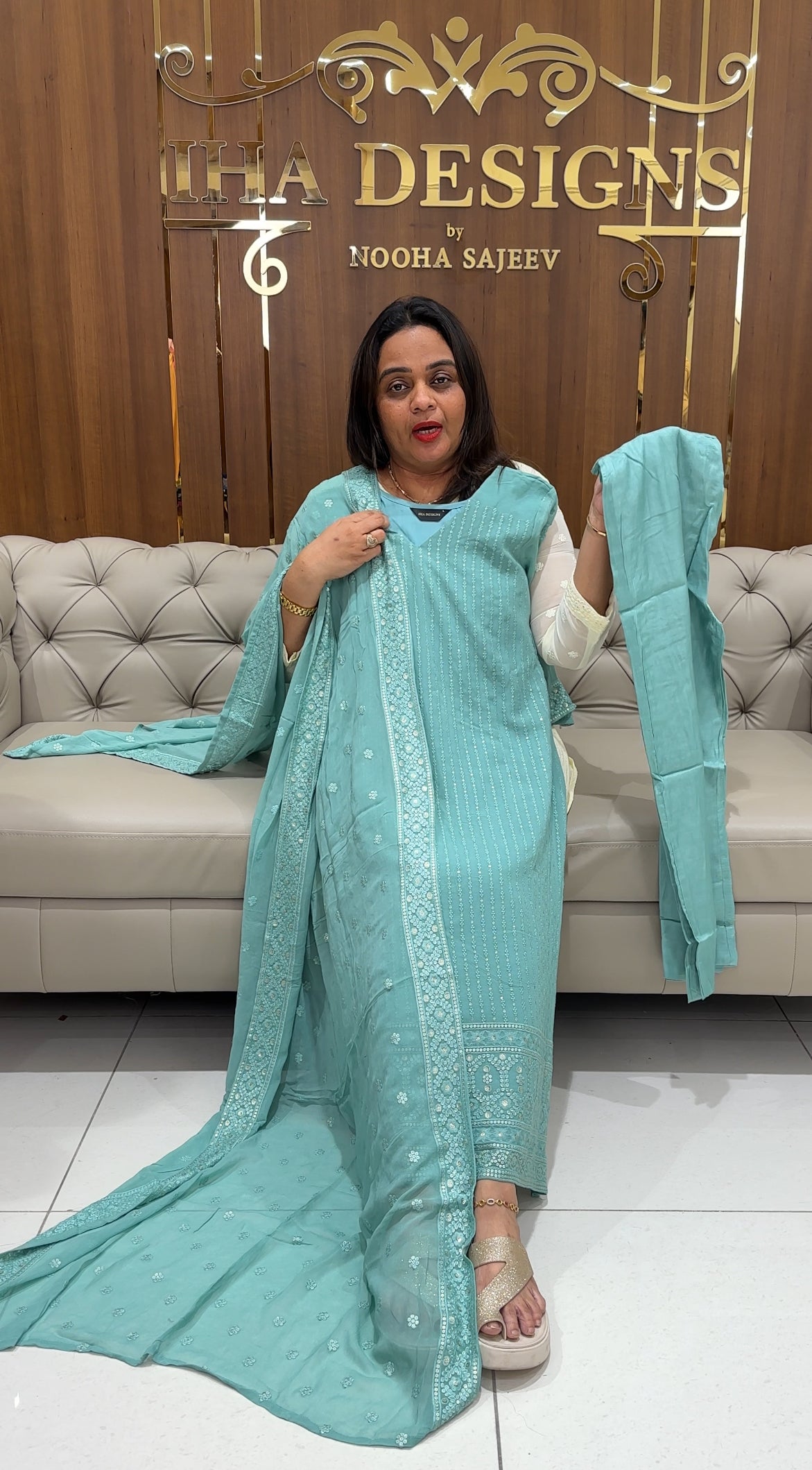 VISCOSE GEORGETTE TOP, BOTTOM AND DUPATTA - IHA 23165