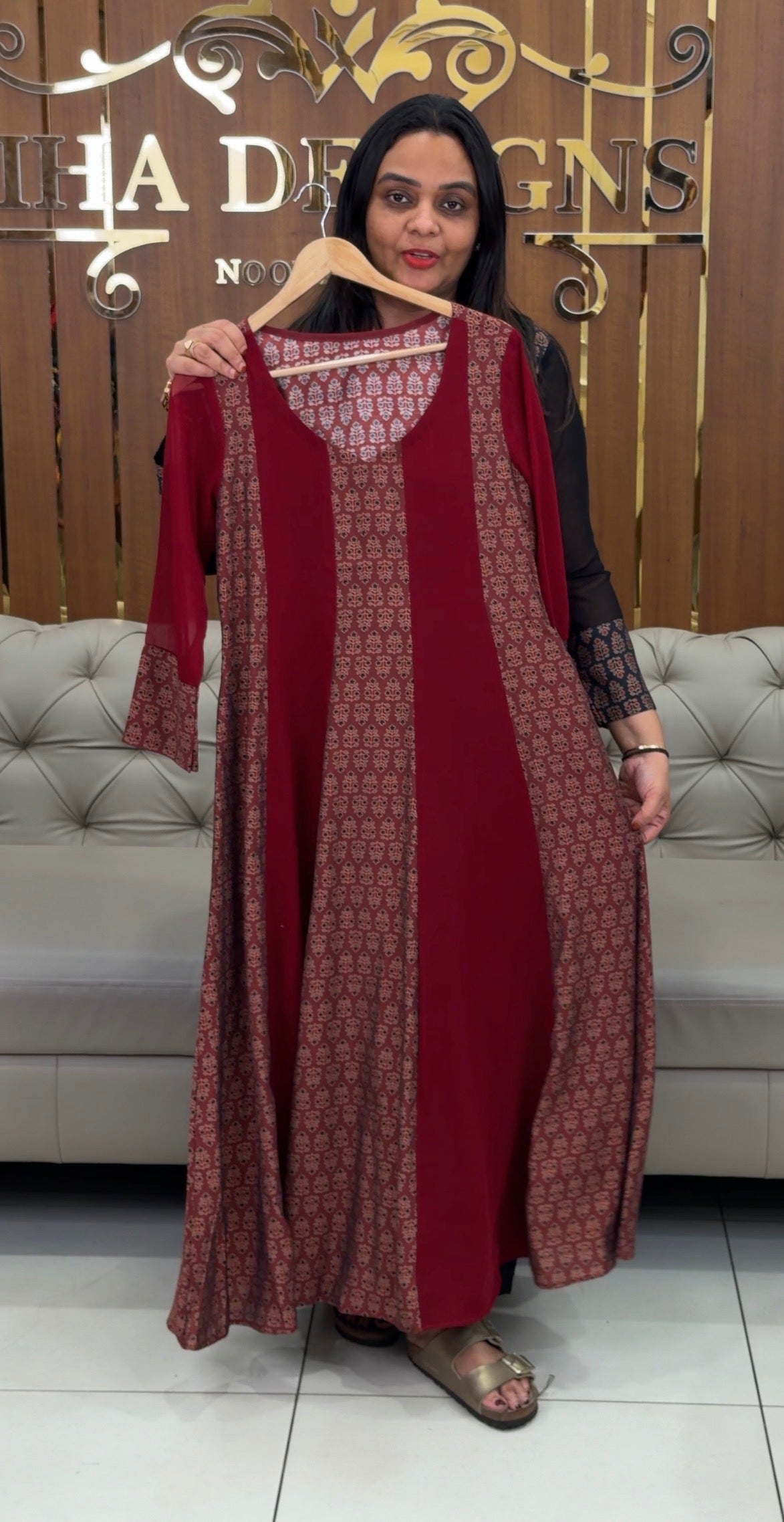 IHA'S IN-HOUSE PRINTED ANARKALKI TOPS - IHA 32300