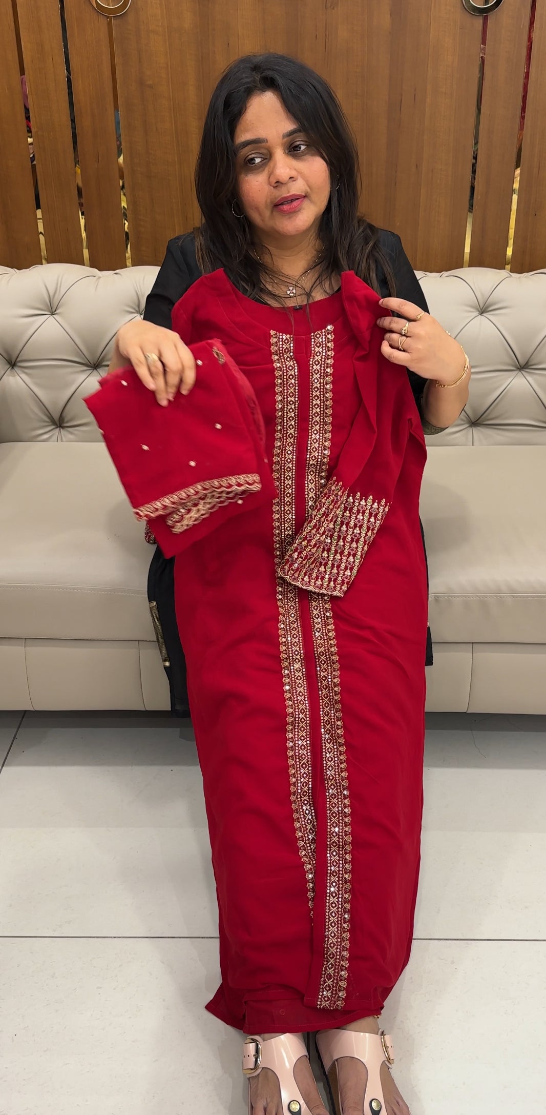 FAUX GEORGETTE TOP,BOTTOM AND DUPATTA - IHA 26711