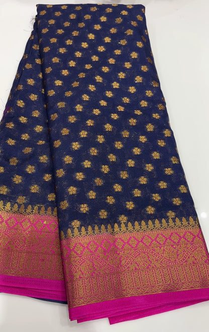 SEMI CRAPE SILK SAREE  - IHA 18183