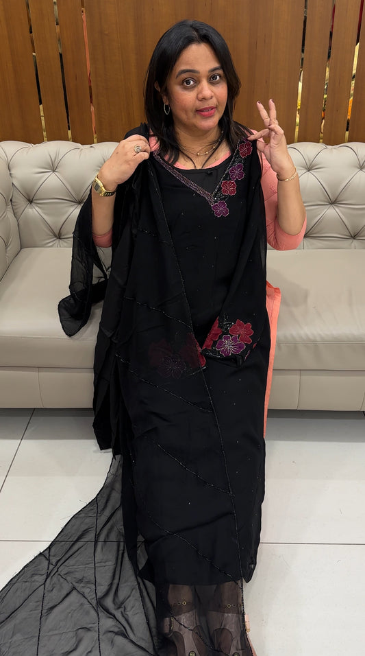 VISCOSE GEORGETTE TOP, BOTTOM AND DUPATTA  - IHA 27067