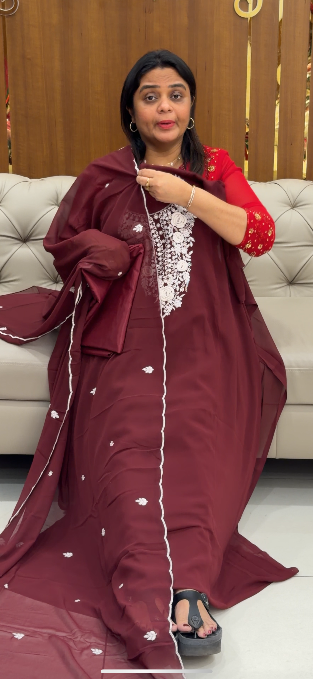 FAUX GEORGETTE LUCKNOWI UNSTITCHED SALWAR SUITS - IHA 28764