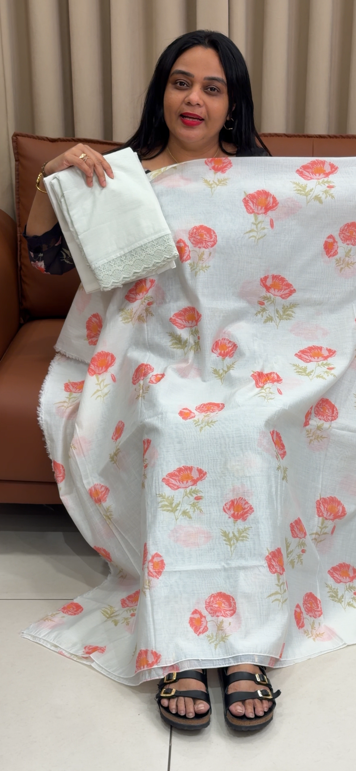 MUL CHANDERI UNSTITCEHD SALWAR SUITS - IHA 35281