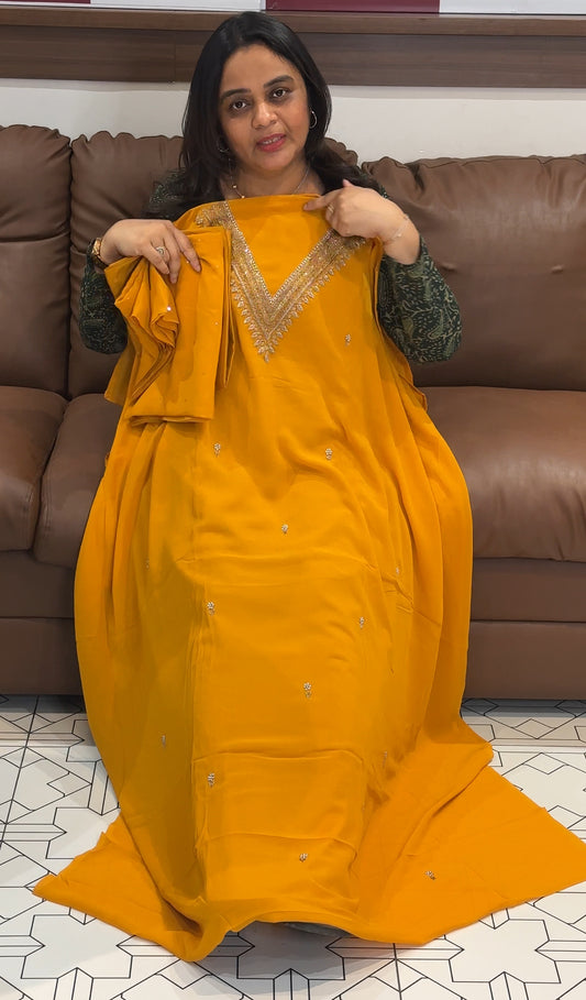 FAUX GEORGETTE UNSTITCHED SALWAR SUITS - IHA 27317