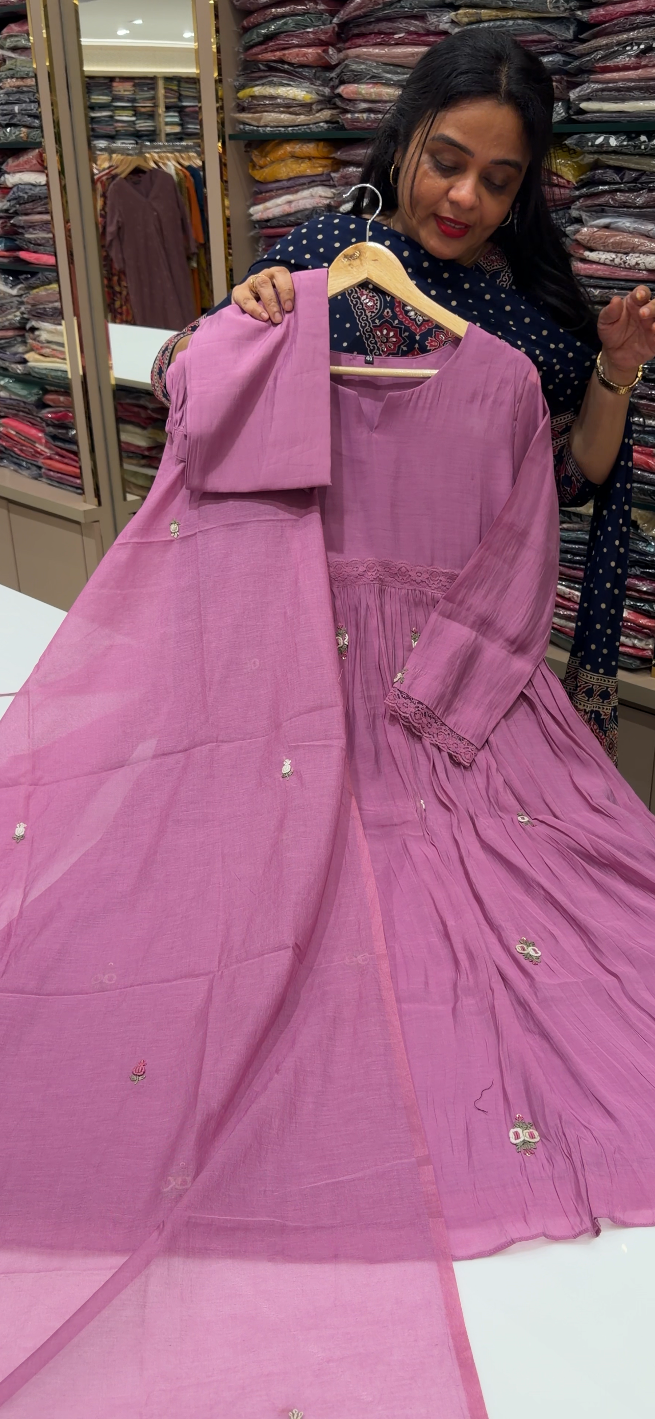 MALAI CHANDERI TOP, BOTTOM AND DUPATTA - IHA 34605