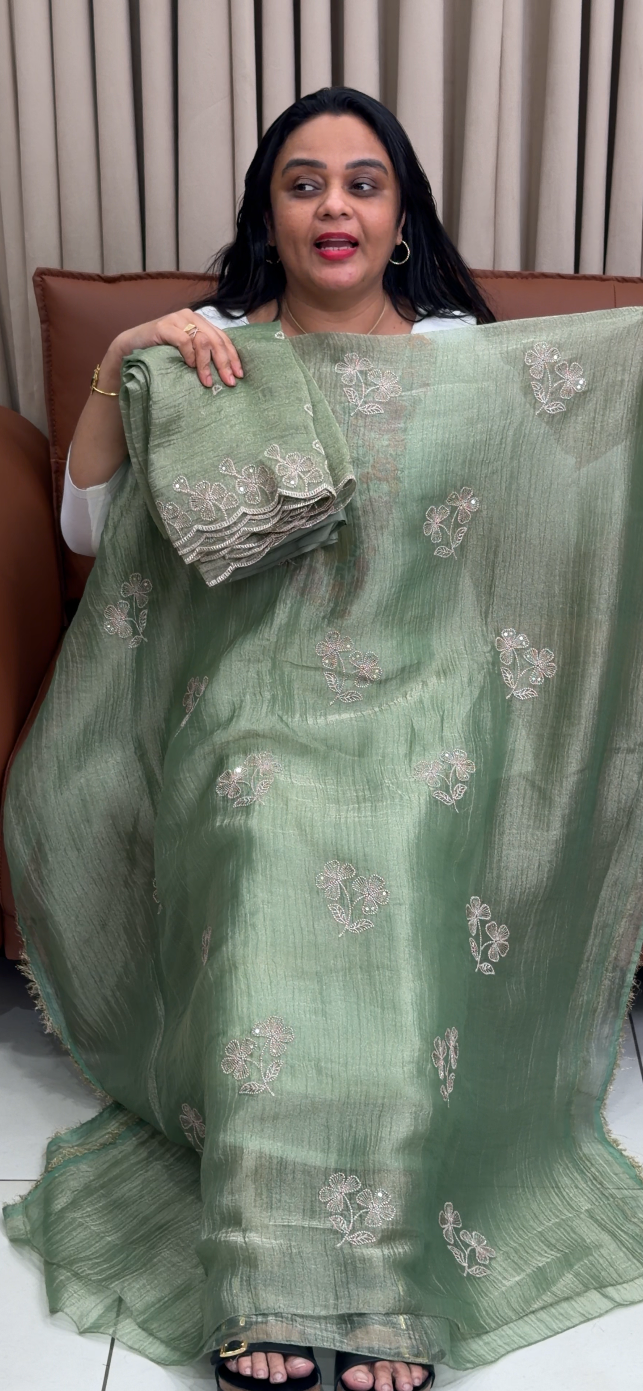 CRUSHED BANARASI TISSUE UNSTITCHED SALWAR SUITS - IHA 34894