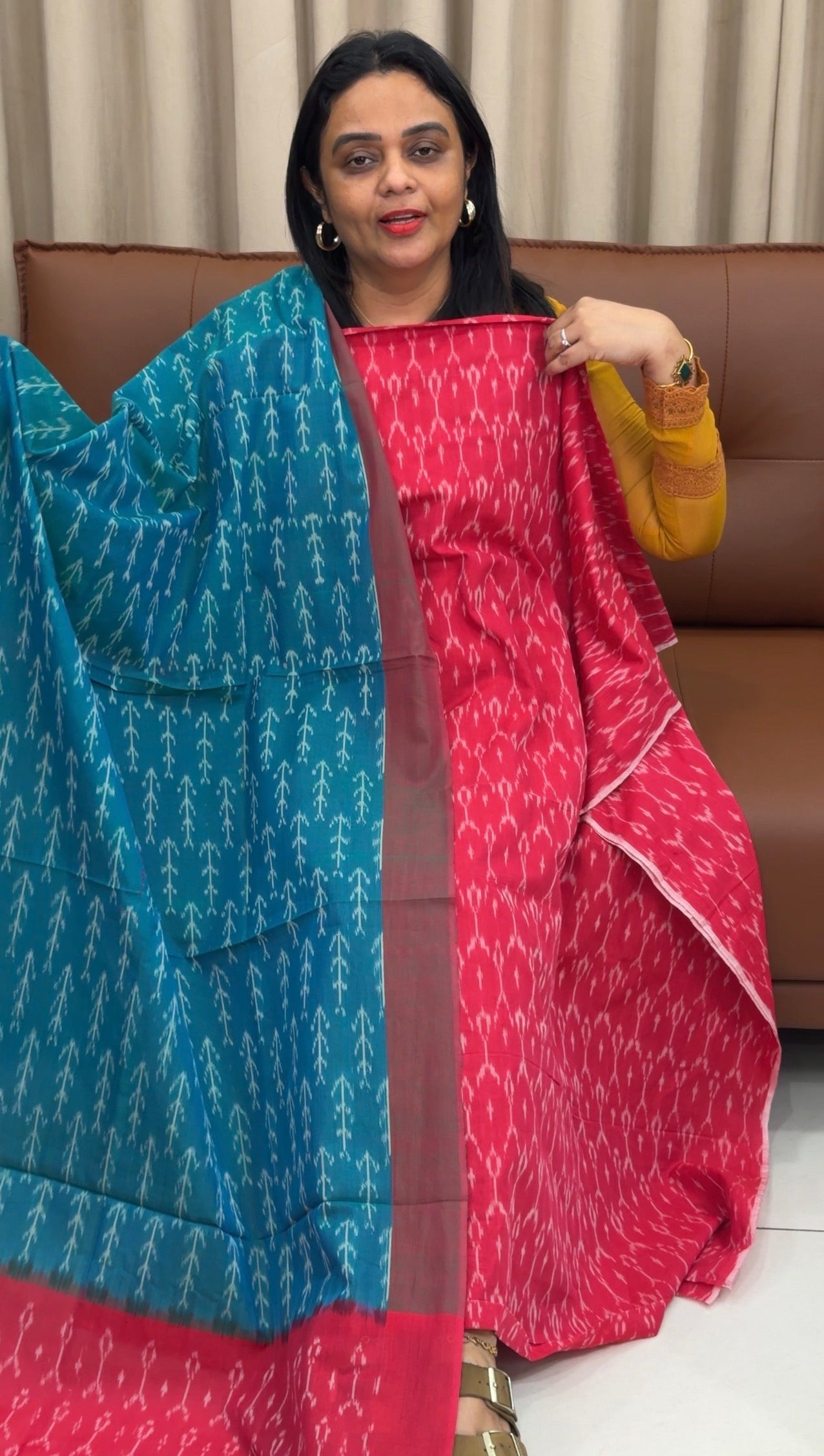 SILK IKAT UNSTITCHED SALWAR SUITS - IHA 33470