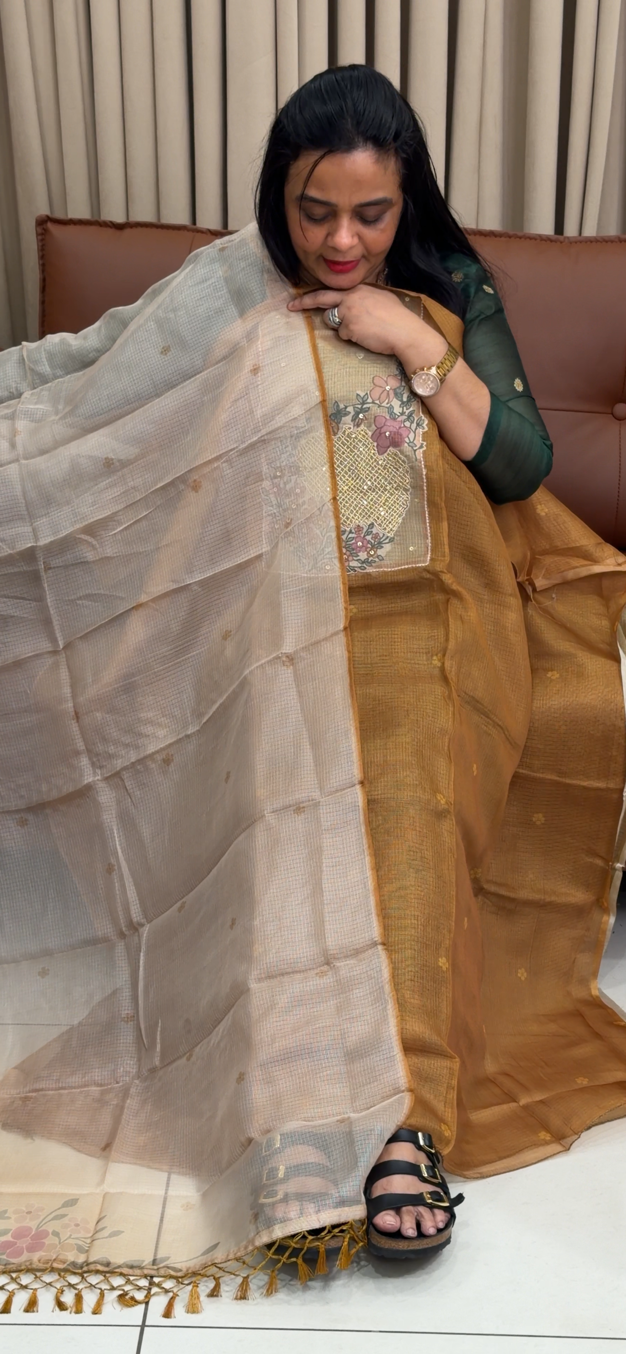 SILKY KOTA UNSTITCHED SALWAR SUITS - IHA 34813