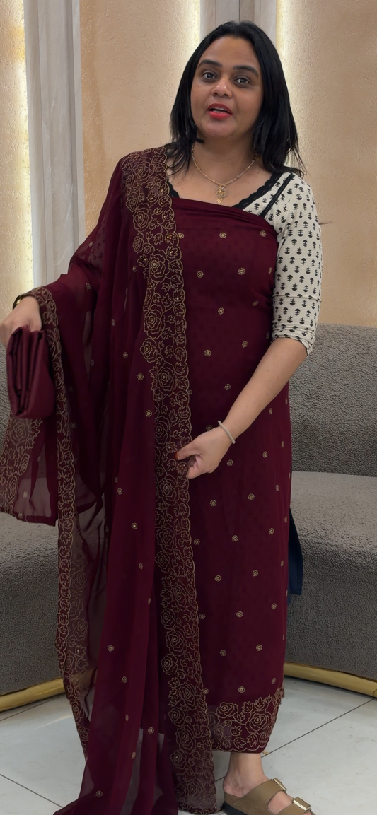 FORWARD FAUX GEORGETTE UNSTITCHED SALWAR SUITS - IHA 32552