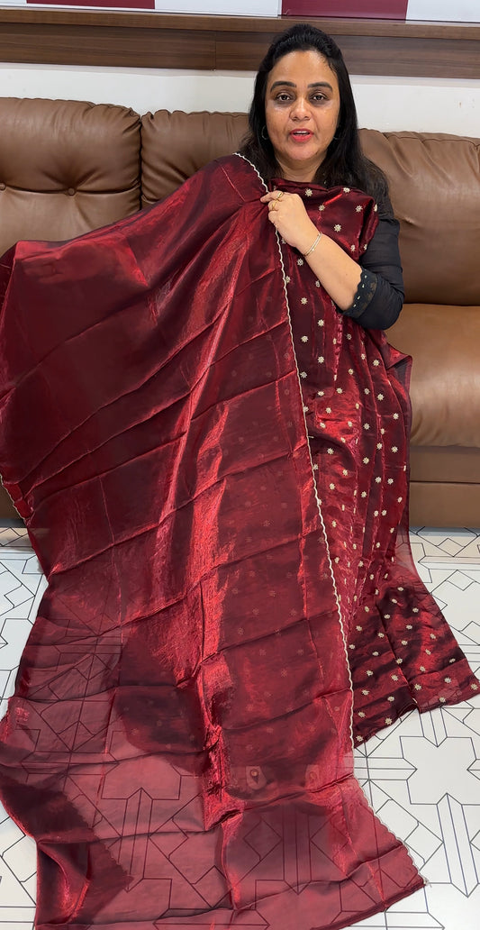 VELVET ORGANZA UNSTITCHED SALWAR SUITS - IHA 27912