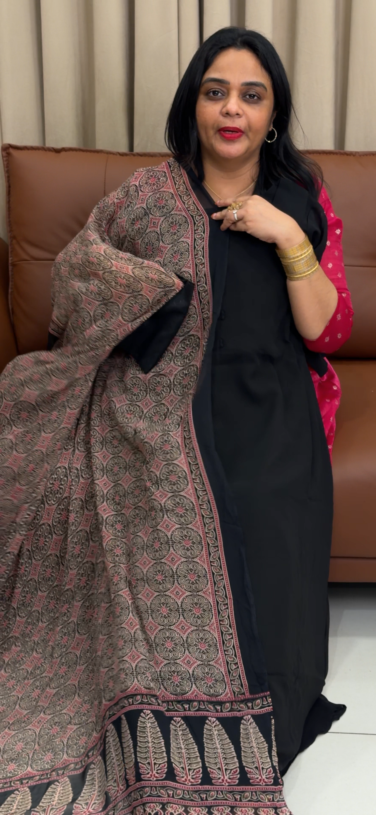 FAUX GEORGETTE ALINE TOP AND DUPATTA - IHA 34028