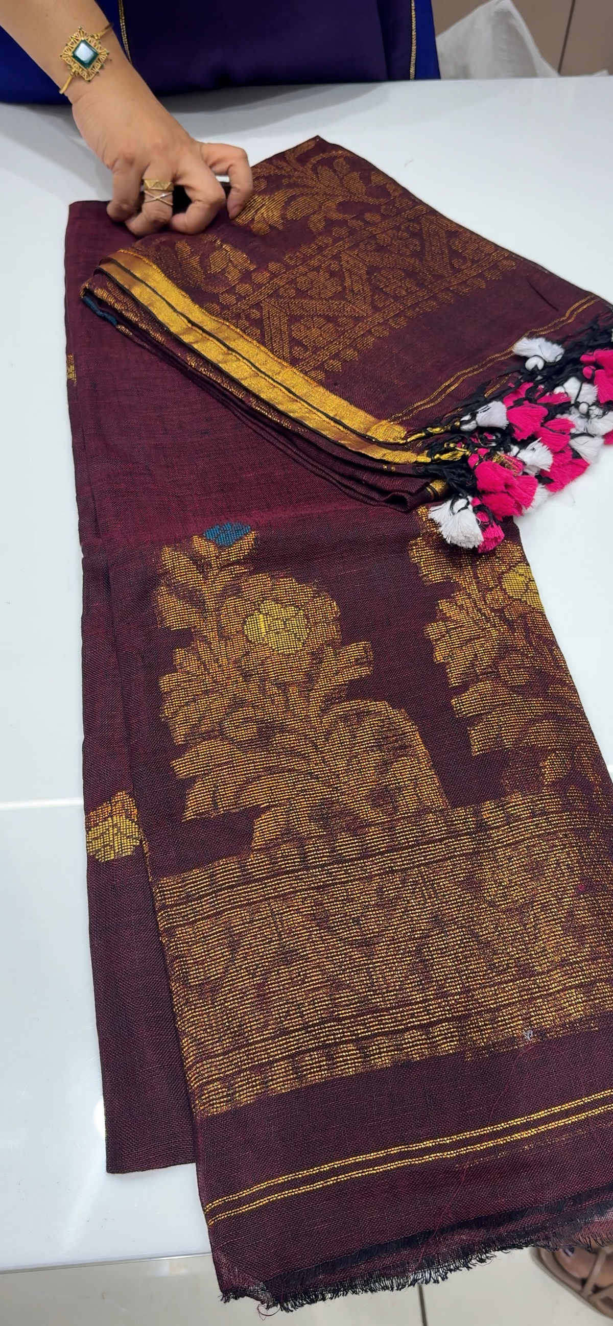 LINEN JAMDANI UNSTITCHED SALWAR -  IHA 35446