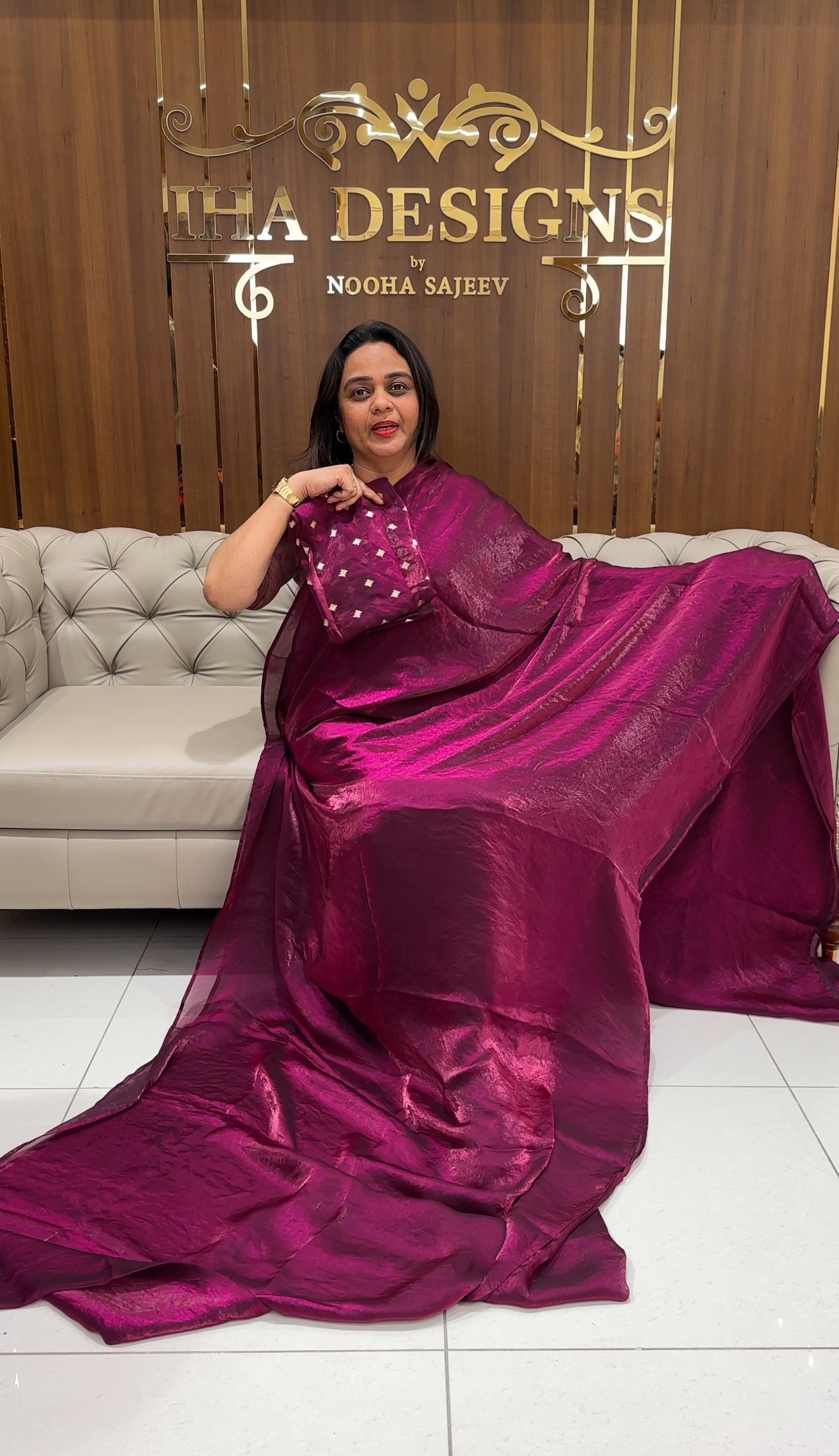 VELVET ORGANZA SAREES - IHA 26978