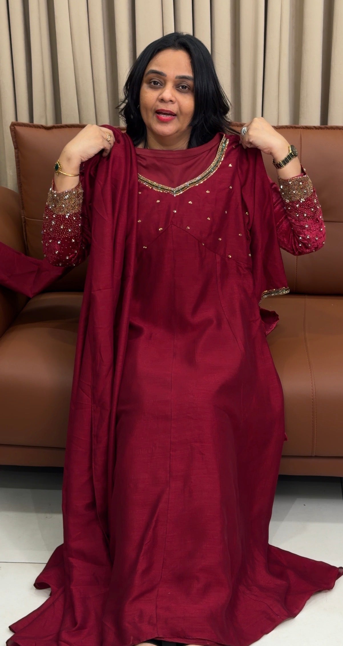 IHA'S IN-HOUSE HANDORKED ALINE TOP AND DUPATTA - IHA 35200