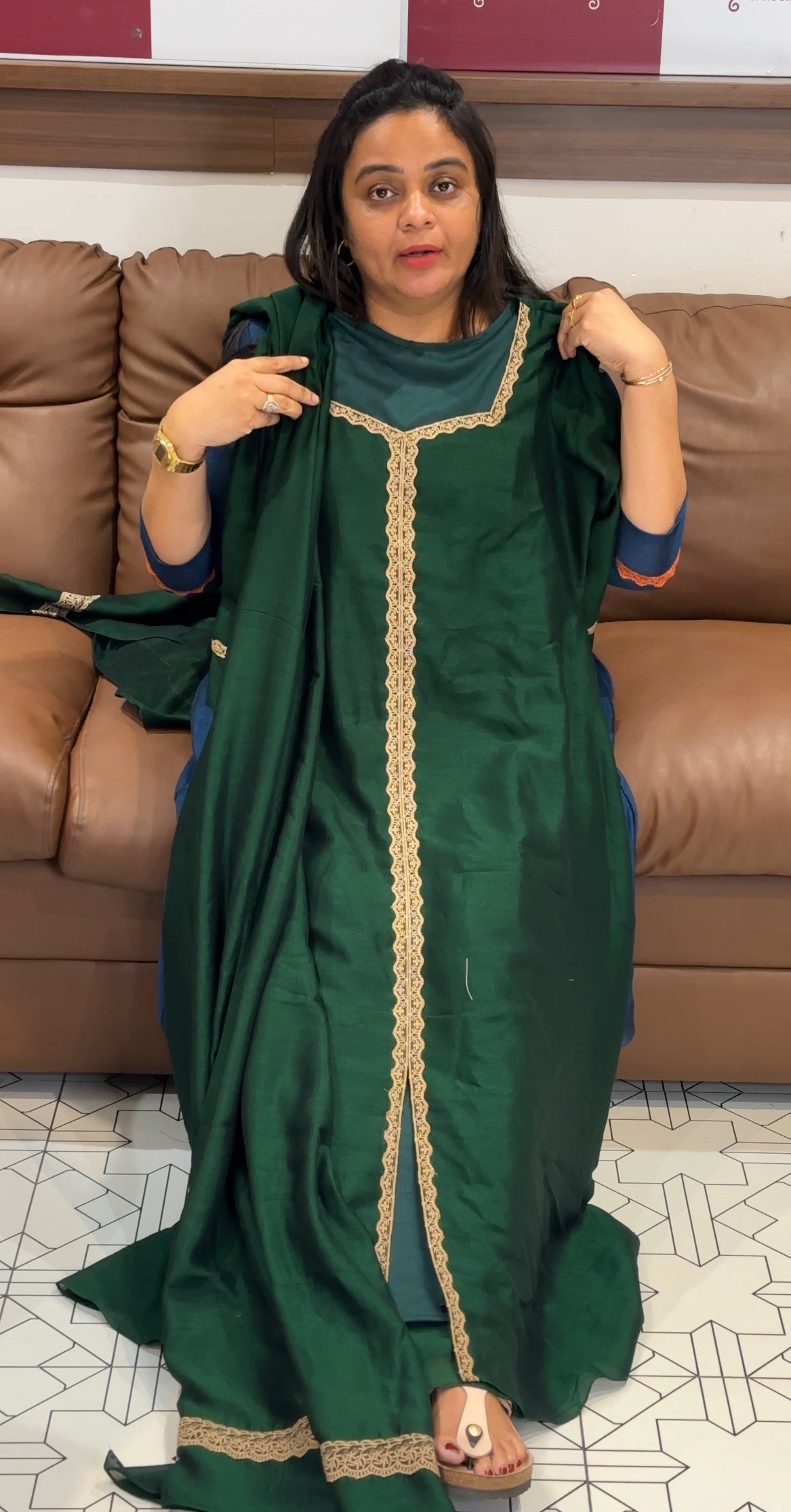 IHA'S IN-HOUSE SEMI RAW SILK ALINE TOP AND DUPATTA - IHA 30131