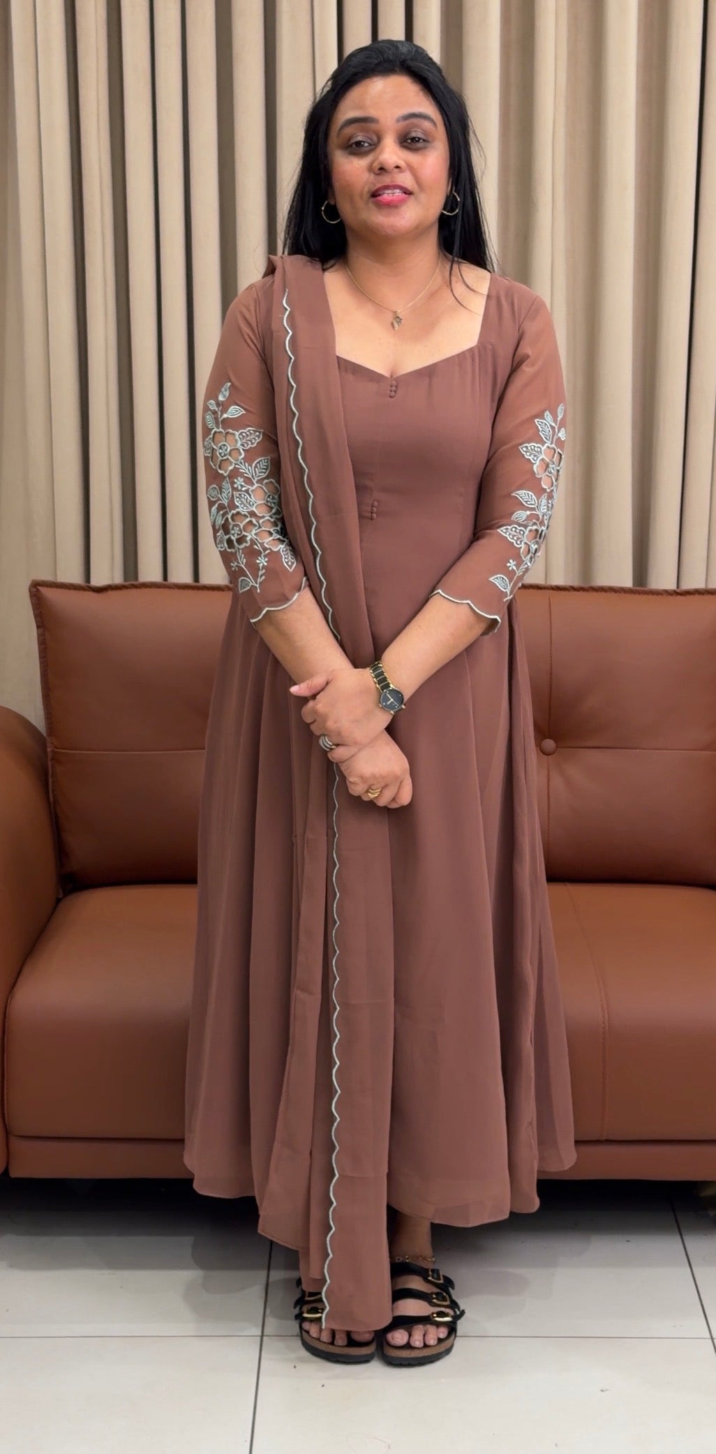 IHA'S IN-HOUSE GEORGETTE SLITTED TOP AND DUPATTA - IHA 34944