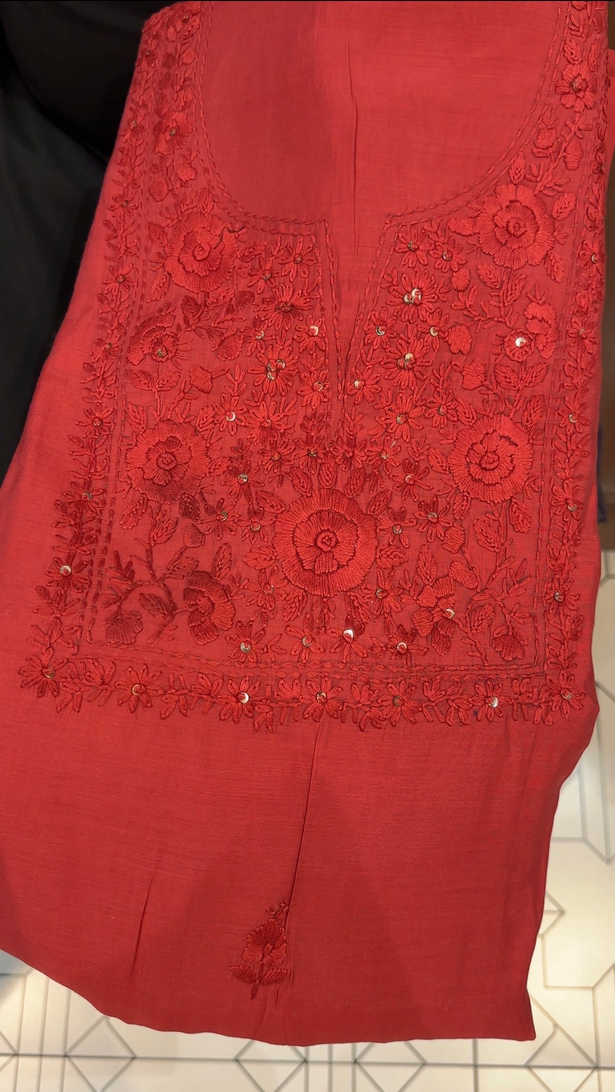LUCKNOWI CHIKANKARI UNSTITCHED SALWAR SUITS - IHA 35993