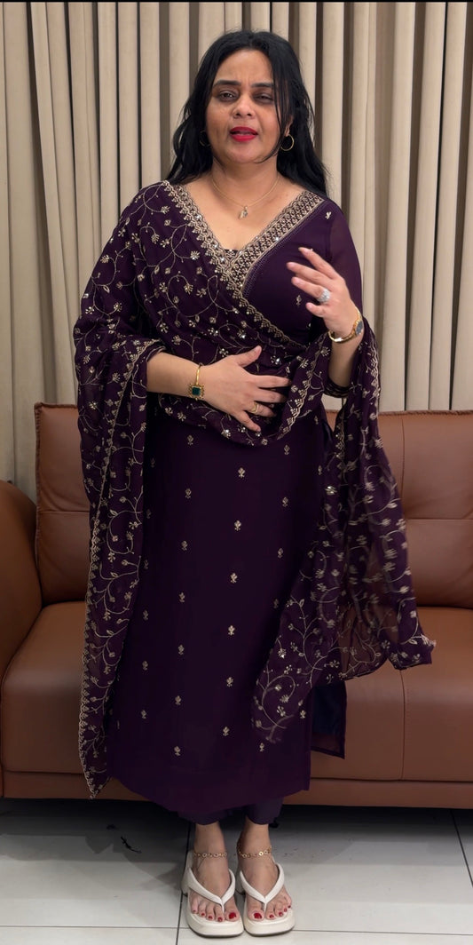 SEMI PARTYY WEAR UNSTITCHED SALWAR SUITS - IHA 34594