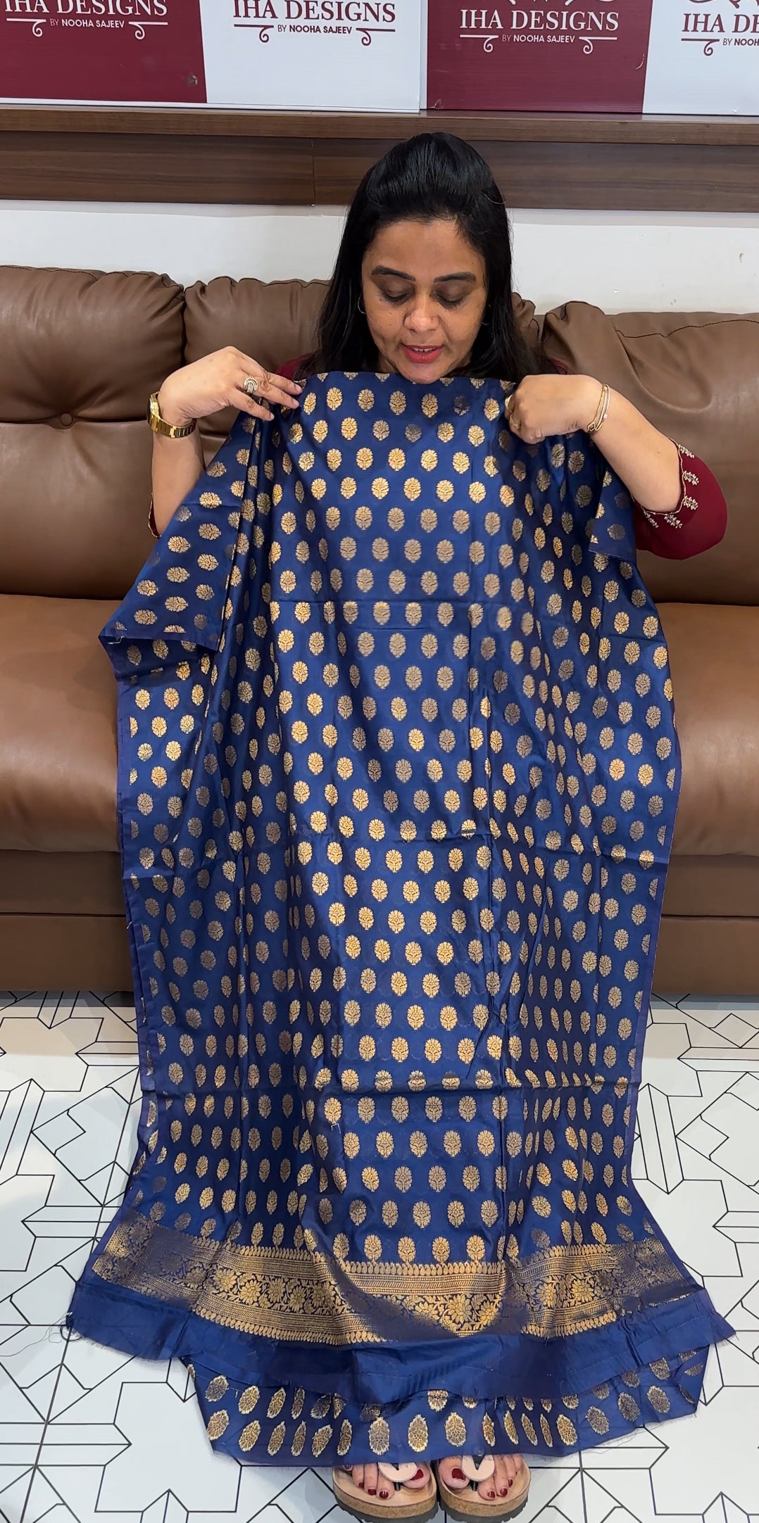 BANARASI CHANDERI UNSTITCHED SALWAR SUITS - IHA 28094