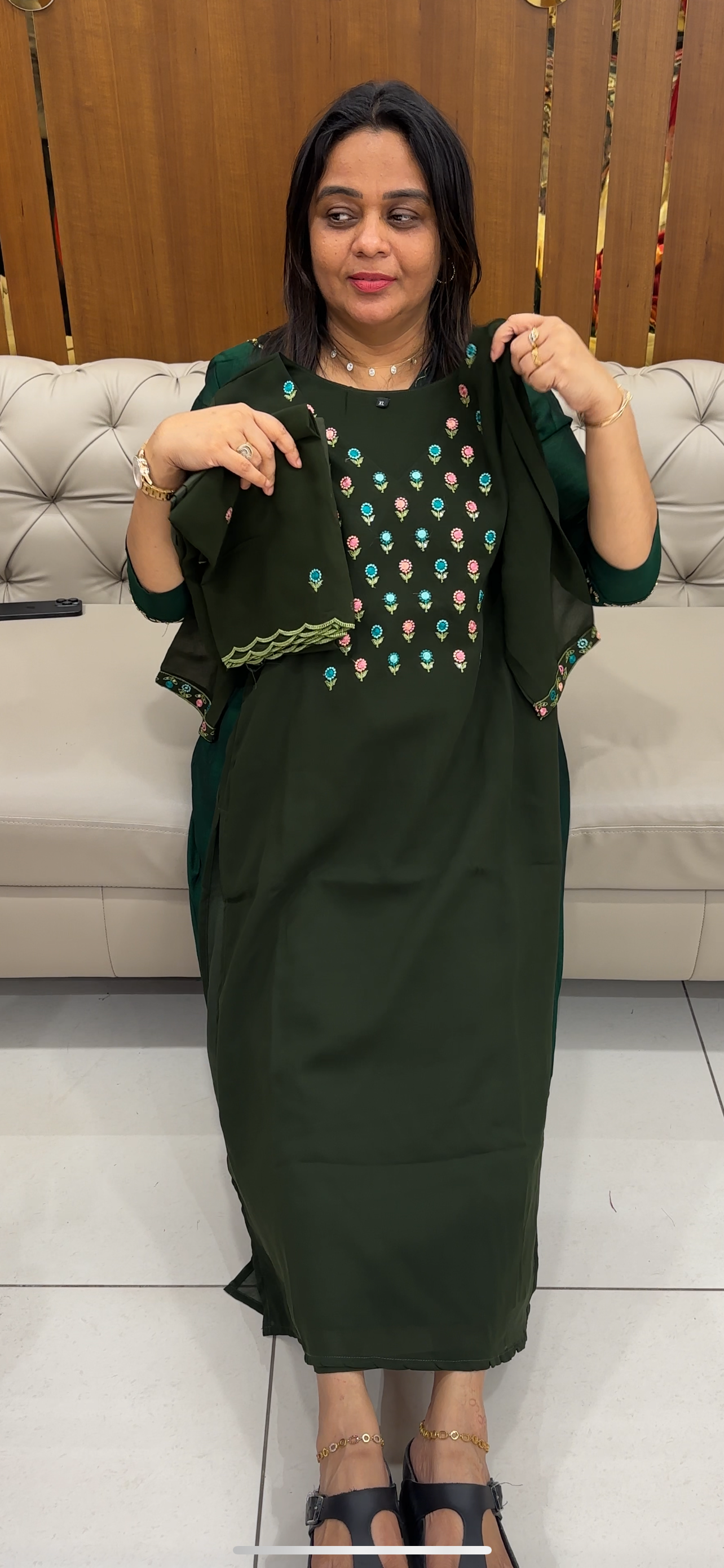 FAUX GEORGETTE TOP, BOTTOM AND DUPATTA - IHA 28550