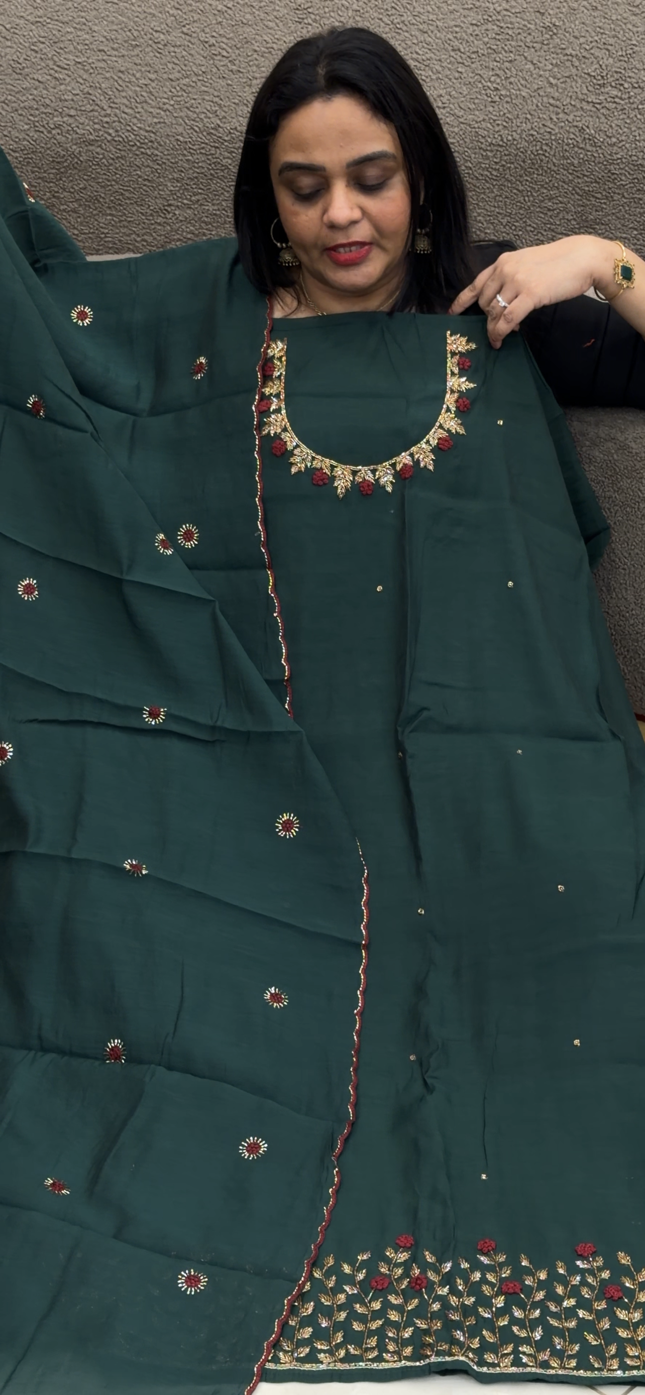 MALAI CHANDERI UNSTITCHED SALWAR SUITS - IHA 33606