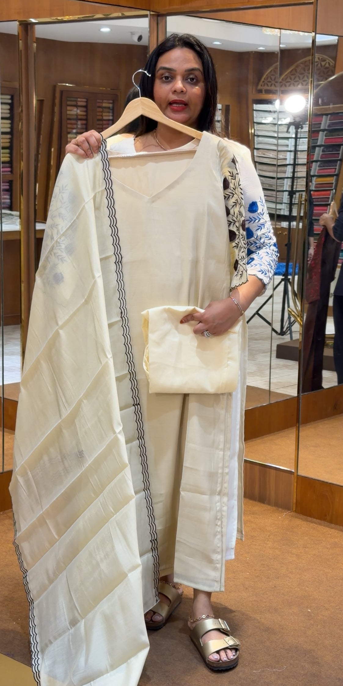 IHA'S IN-HOUSE MALAI CHANDERI TOP ,BOTTOM AND DUPATTA - IHA 32510