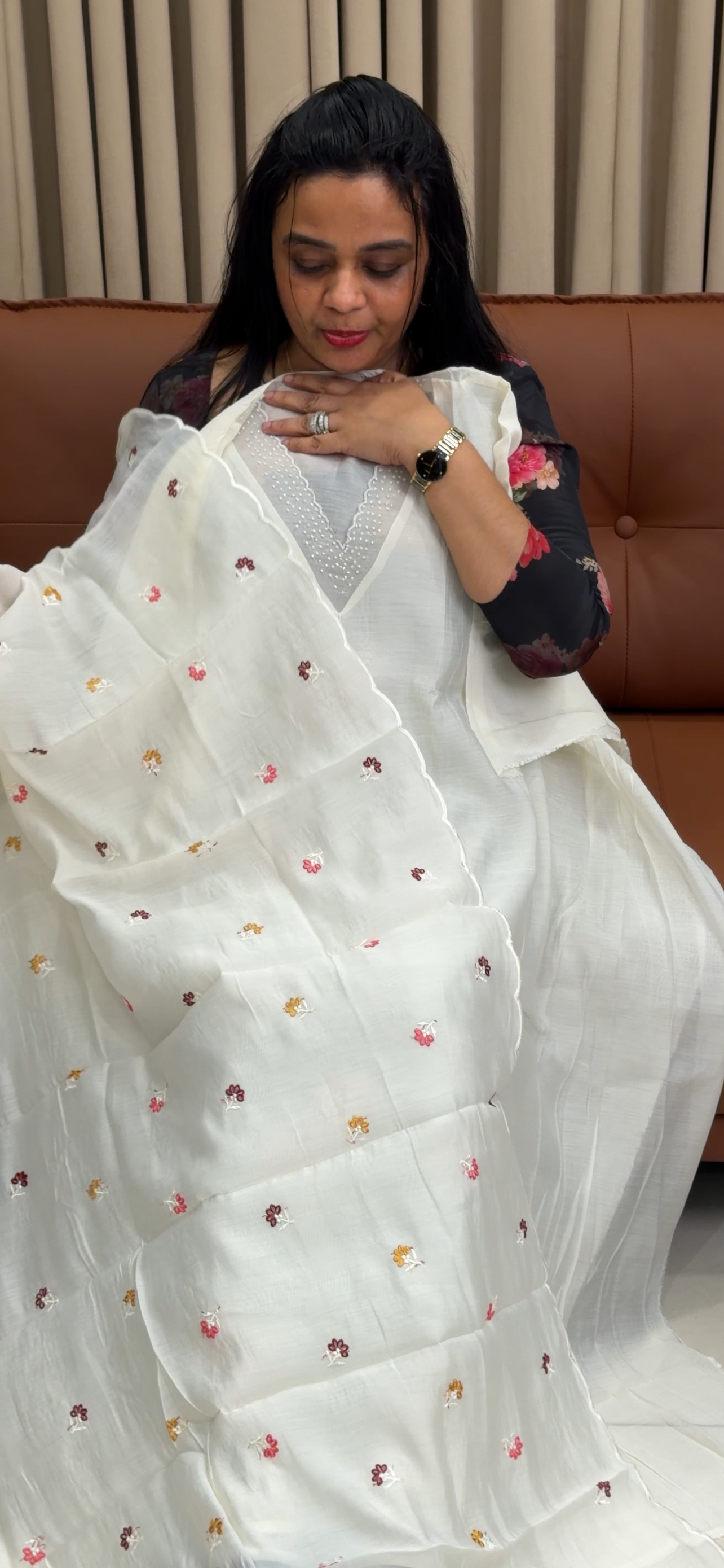 MUL CHANDERI UNSTITCHED SALWAR SUITS - IHA 34930