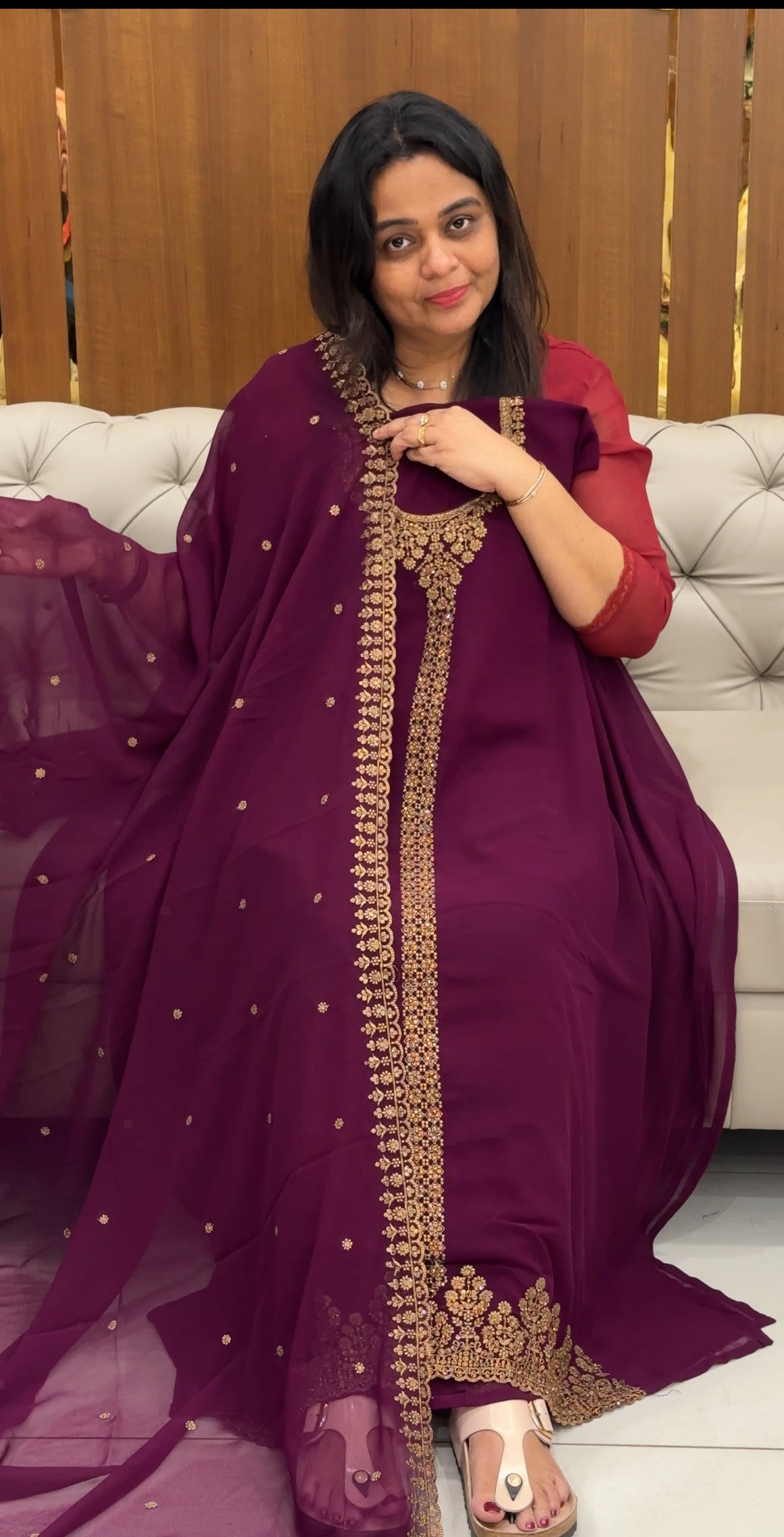 FORWARD HAND WORKED GEORGETTE UNSTITCHED SALWAR SUITS - IHA 28687