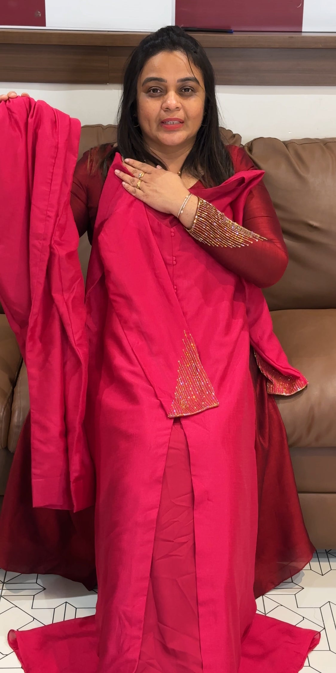 IHA'S IN-HOUSE SEMI RAW SILK TOP AND BOTTOM - IHA 27756