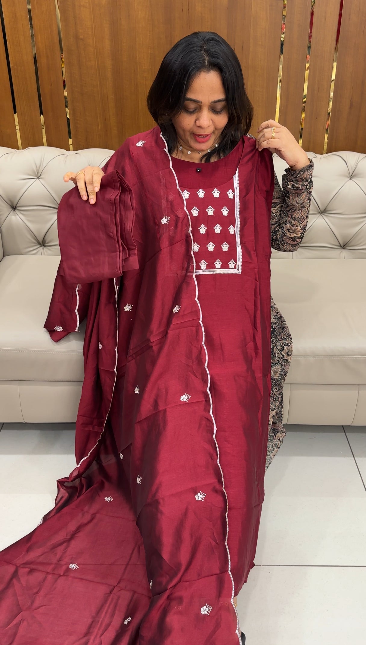 SEMI RAW SILK TOP, BOTTOM AND DUPATTA - IHA 28450