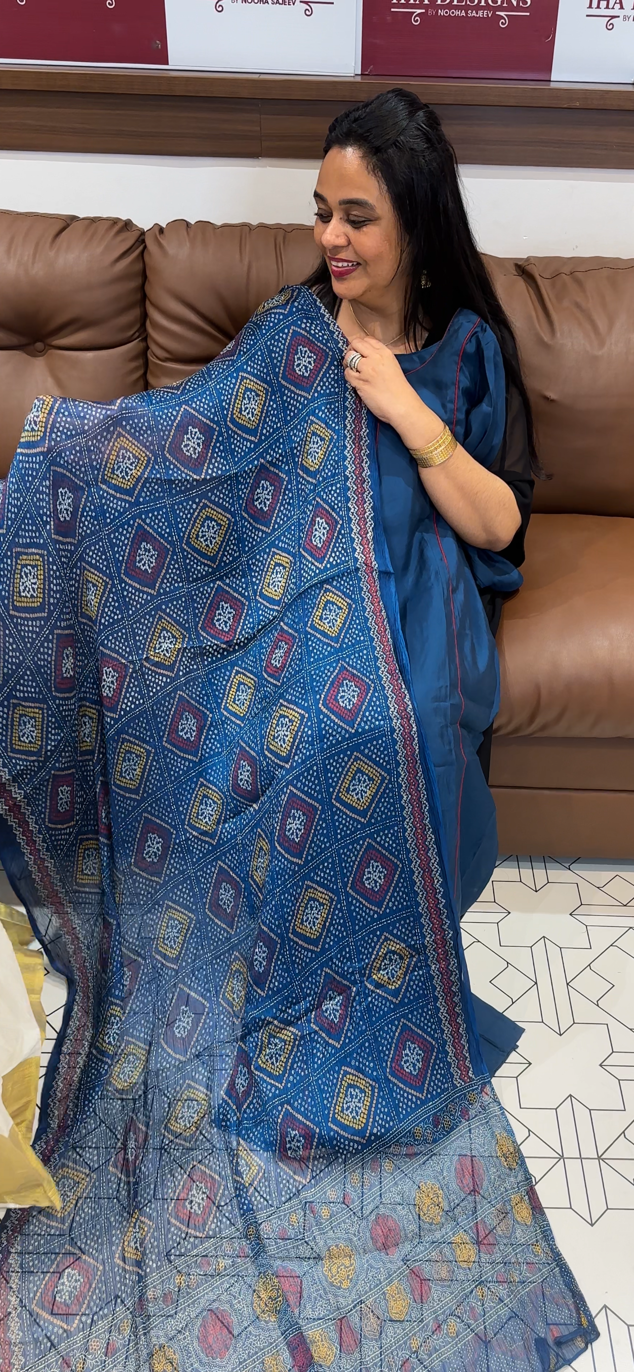 MUL CHANDERI TOP, BOTTOM AND DUPATTA - IHA 34983