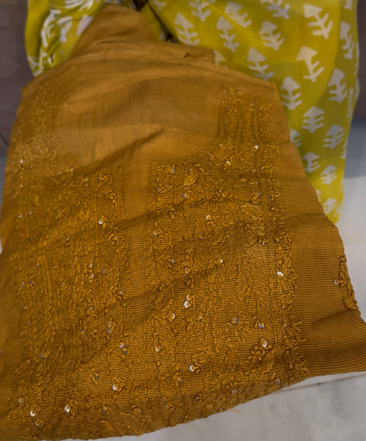 LUCKNOWI CHIKANKARI UNSTITCHED SALWAR SUITS - IHA 24375