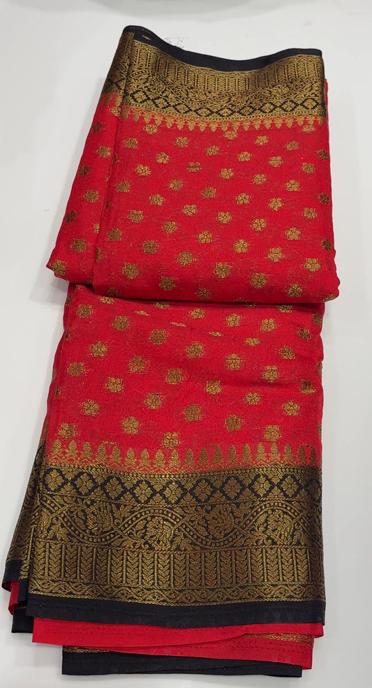 SEMI CRAPE SILK SAREE  - IHA 18183