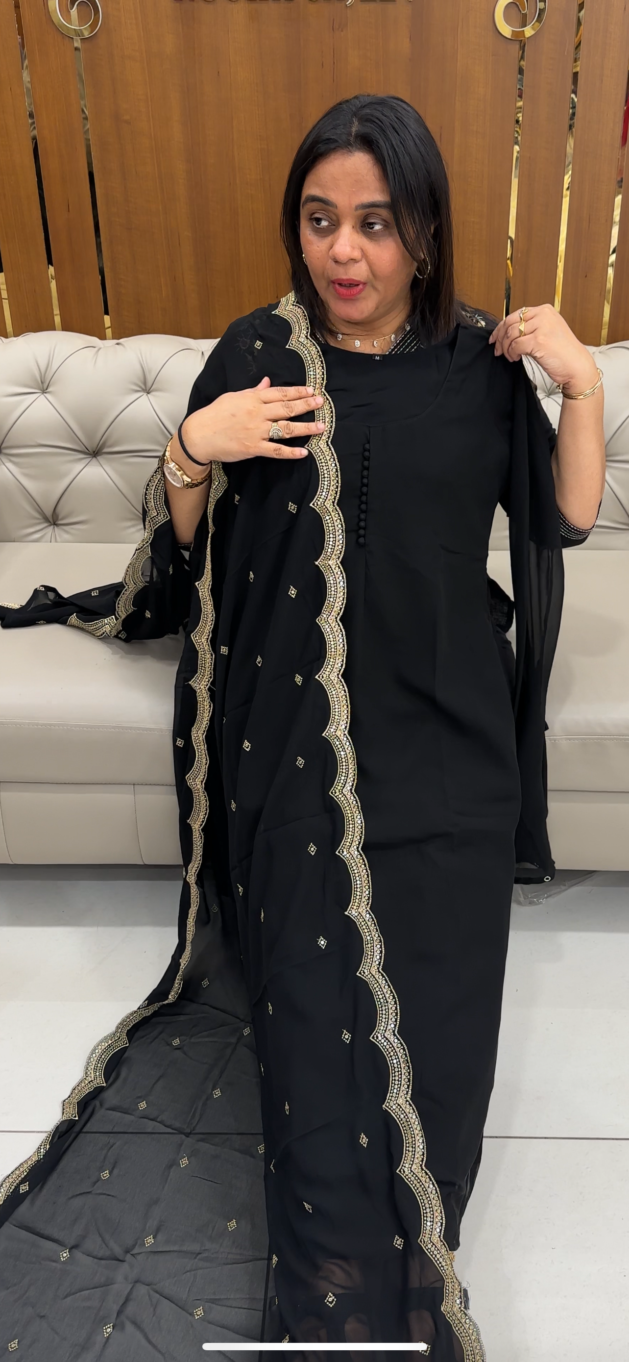 FAUX GEORGETTE TOP, BOTTOM AND DUPATTA - IHA 28583