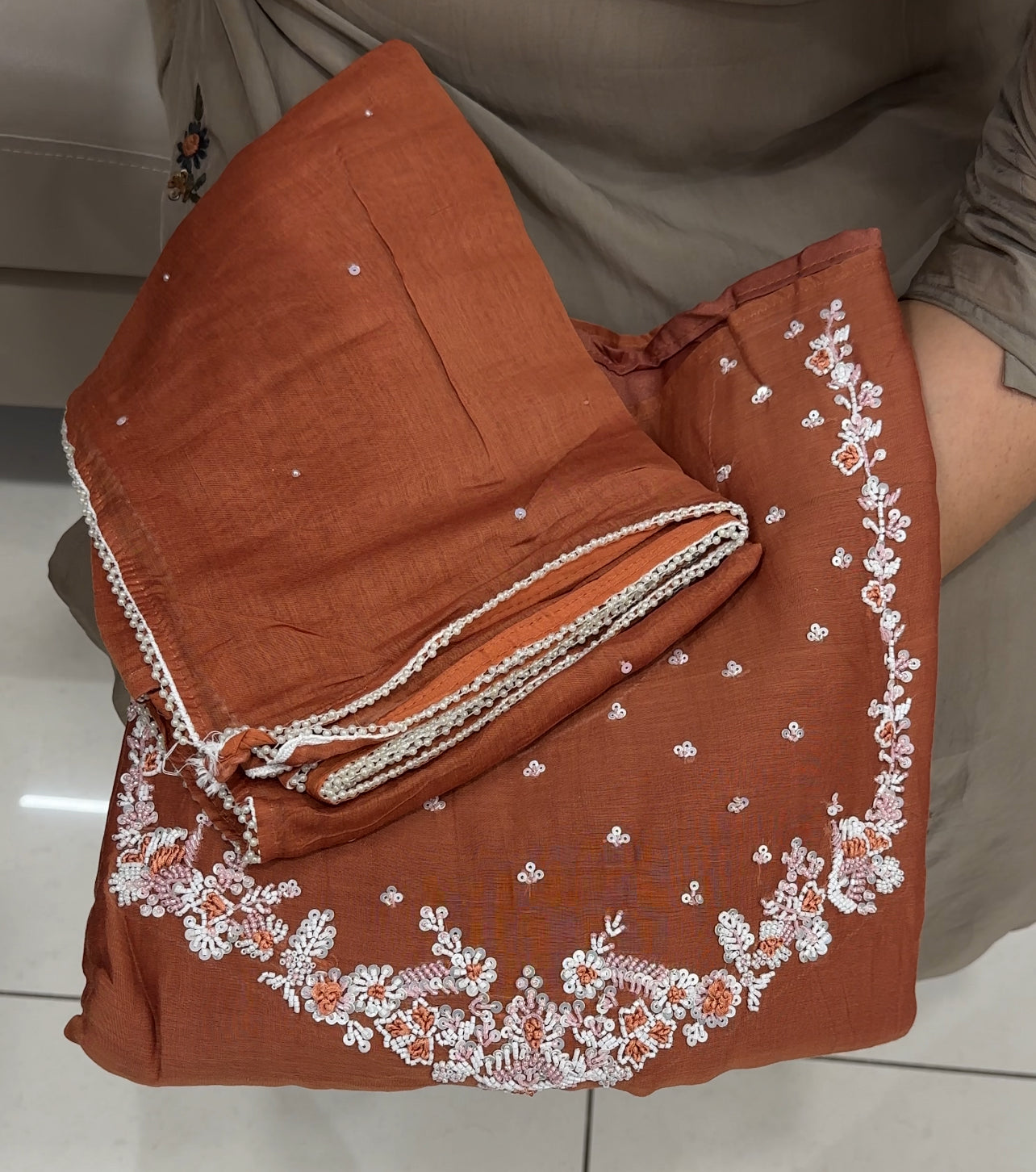 BANARASI CHANDERI UNSTITCHED SALWAR SUITS - IHA 27064