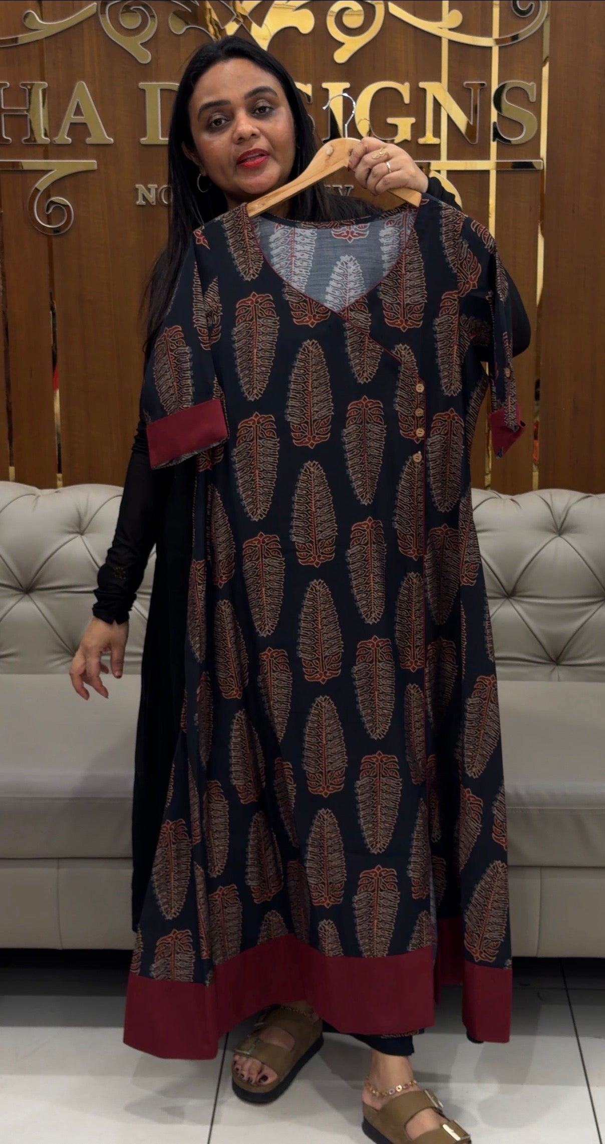 IHA'S IN-HOUSE PRINTED MUSLIN ALINE TOPS - IHA 33252