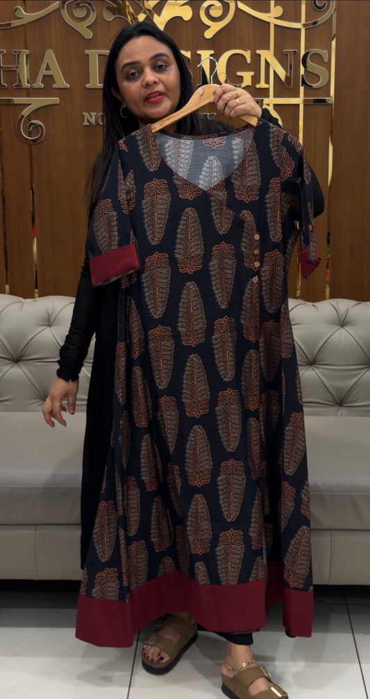 IHA'S IN-HOUSE PRINTED MUSLIN ALINE TOPS - IHA 32799
