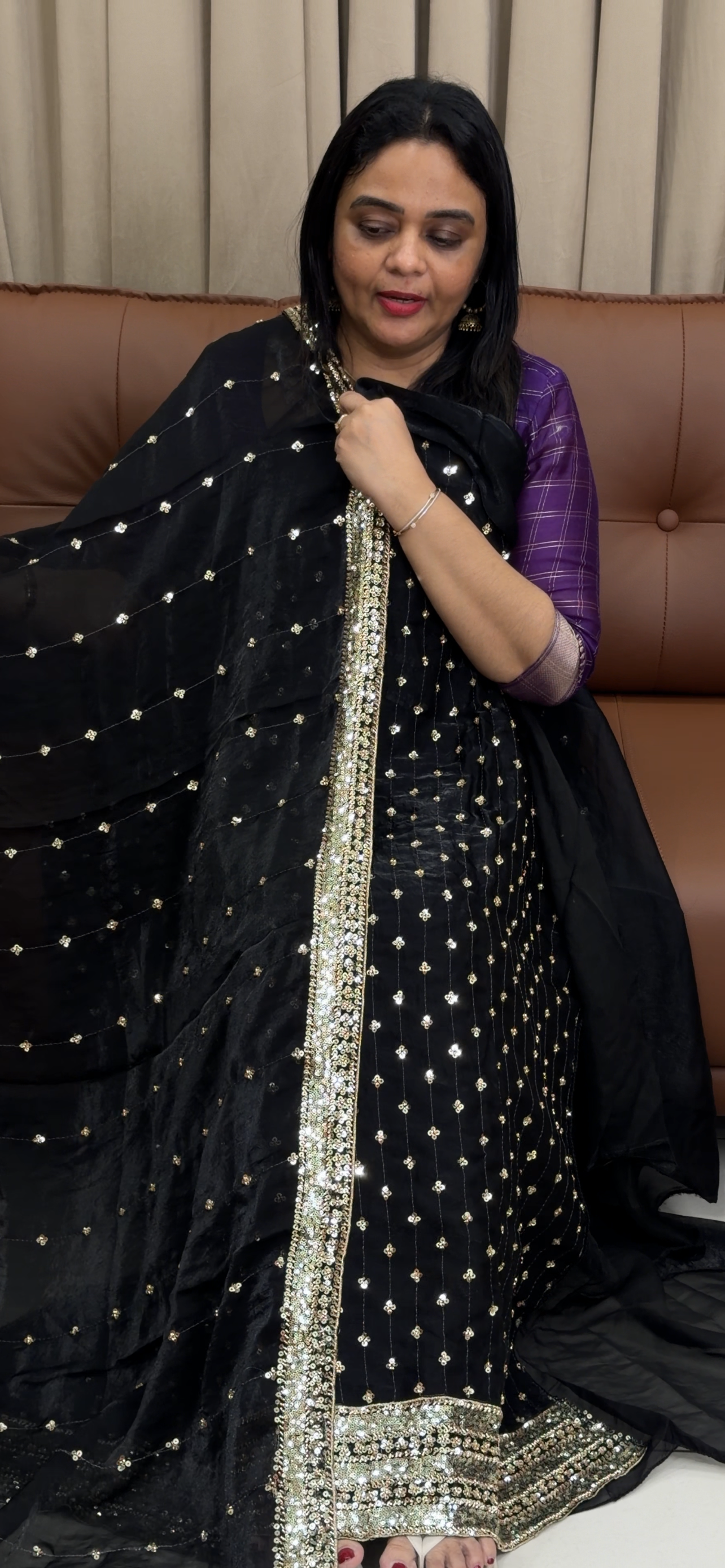 VELVET ORGANZA UNSTITCHED SALWAR SUITS - IHA 33870