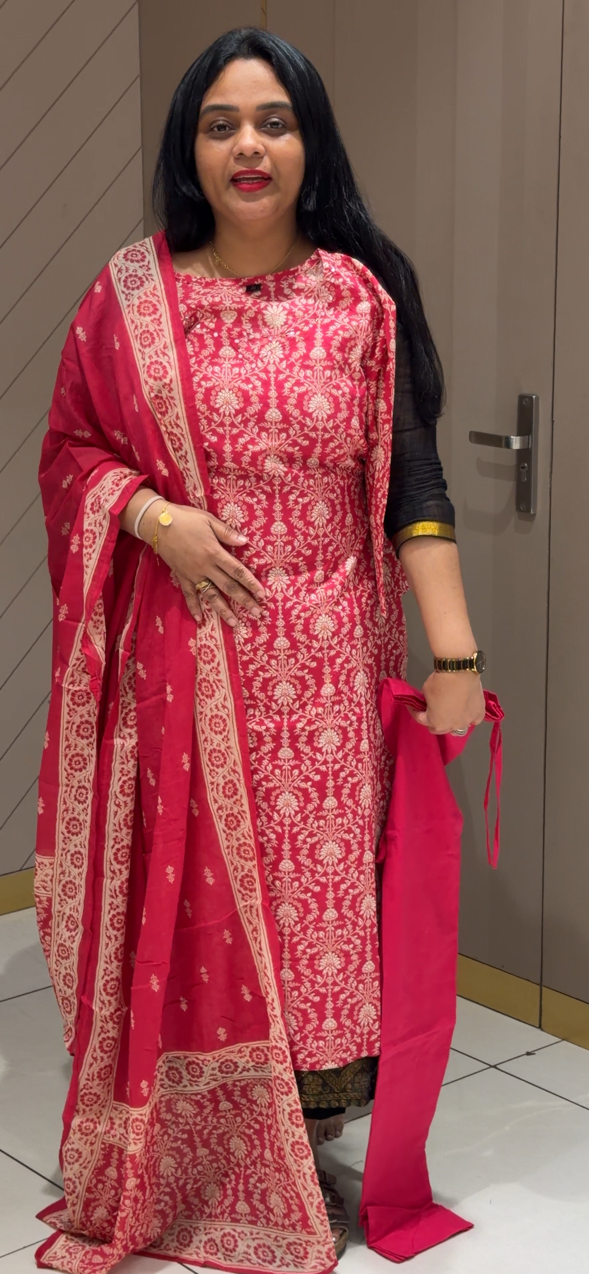 PRINTED COTTON TOP, BOTTOM AND DUPATTA - IHA 35709