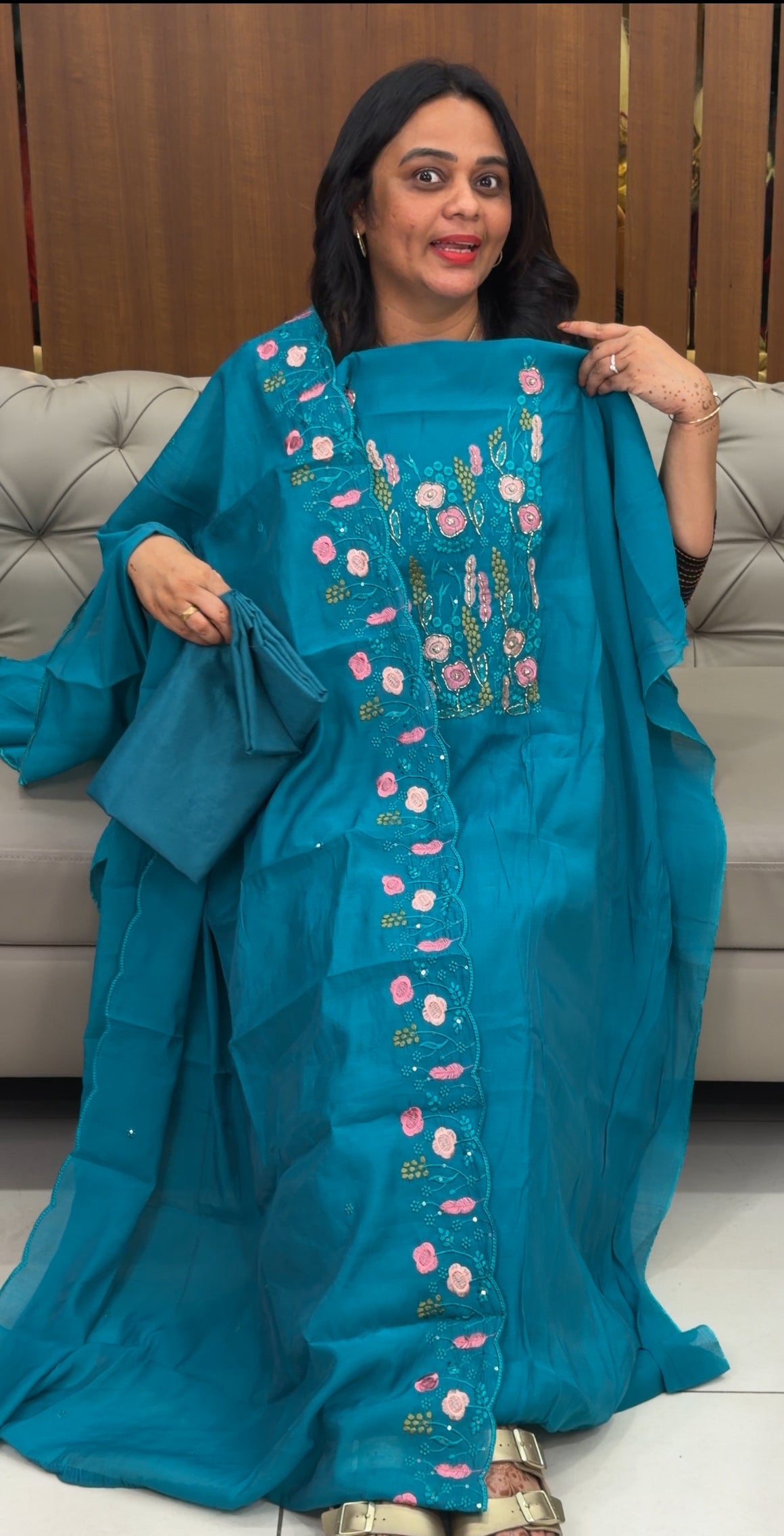 MALAI CHANDERI UNSTITCHED SALWAR SUITS - IHA 30153