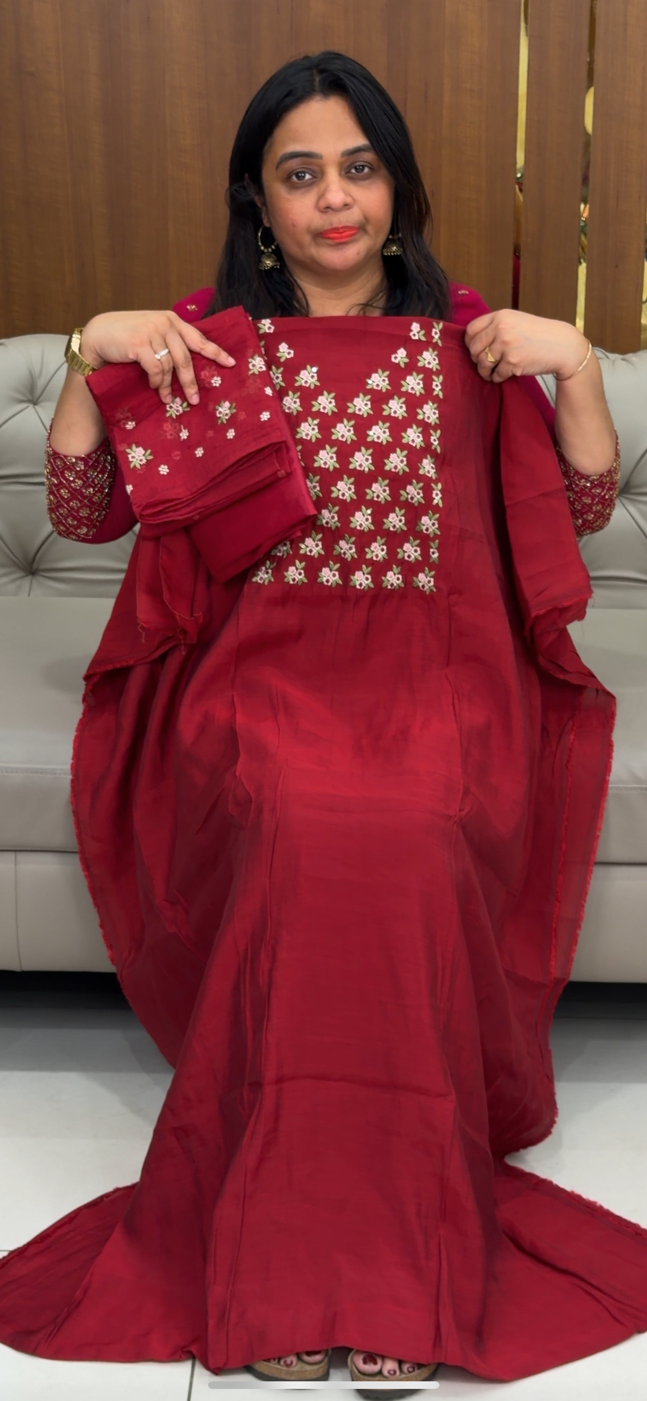 MUL CHANDERI UNSTITCHED  SALWAR SUITS - IHA 29838