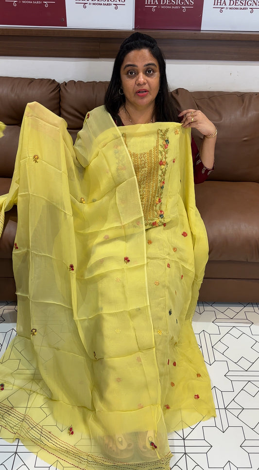 VISCOSE ORGANZA UNSTITCHED SALWAR SUITS - IHA 28069