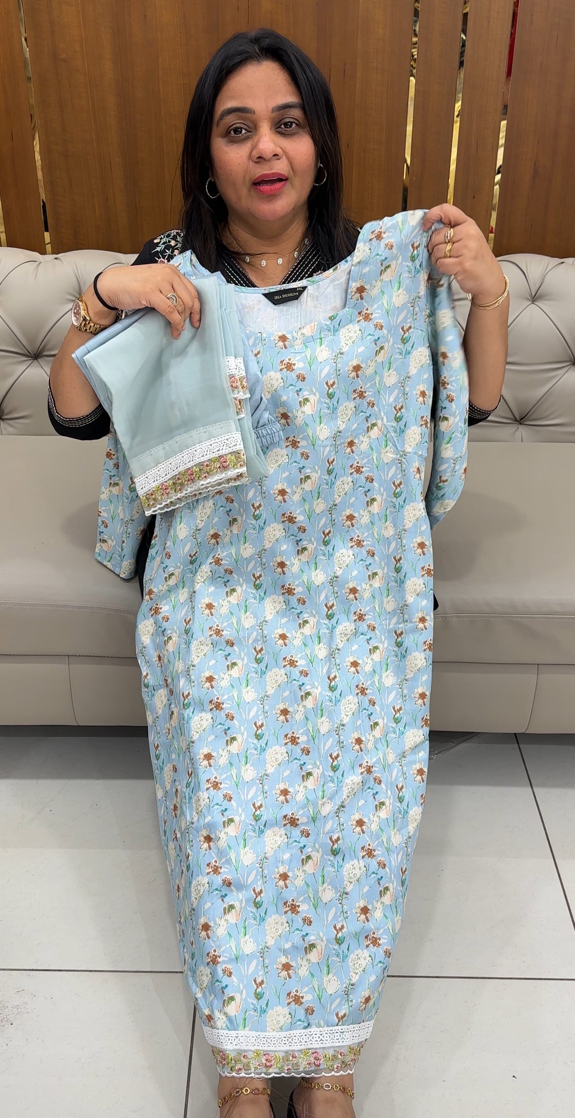 PRINED COTTON TOP, BOTTOM AND DUPATTA - IHA 28341