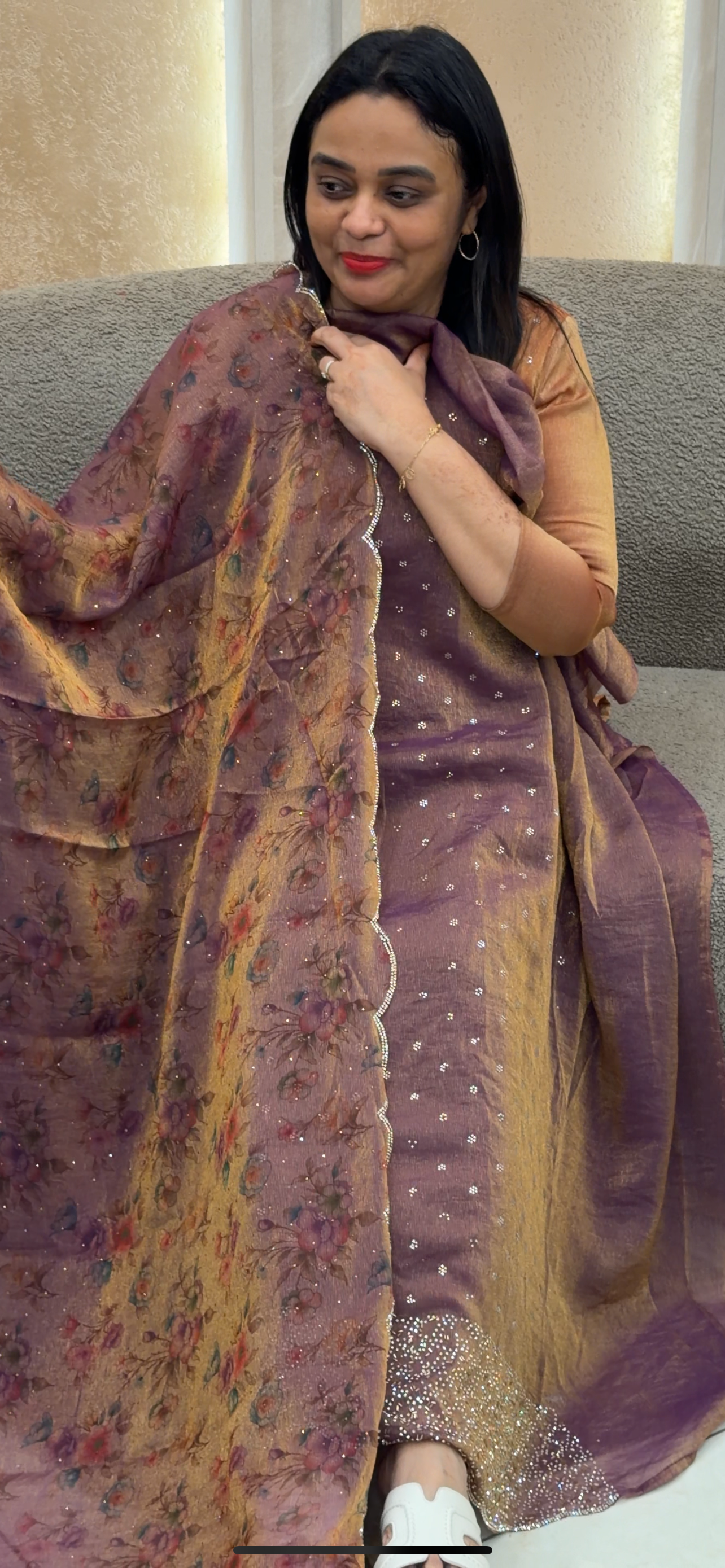 SHIMMER TISSUE UNSTITCHED SALWAR SUITS - IHA 33200