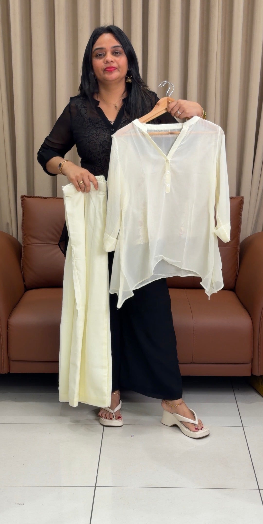 IHA'S IN-HOUSE GEORGETTE SHORT CO-ORDS SETS - IHA 33848
