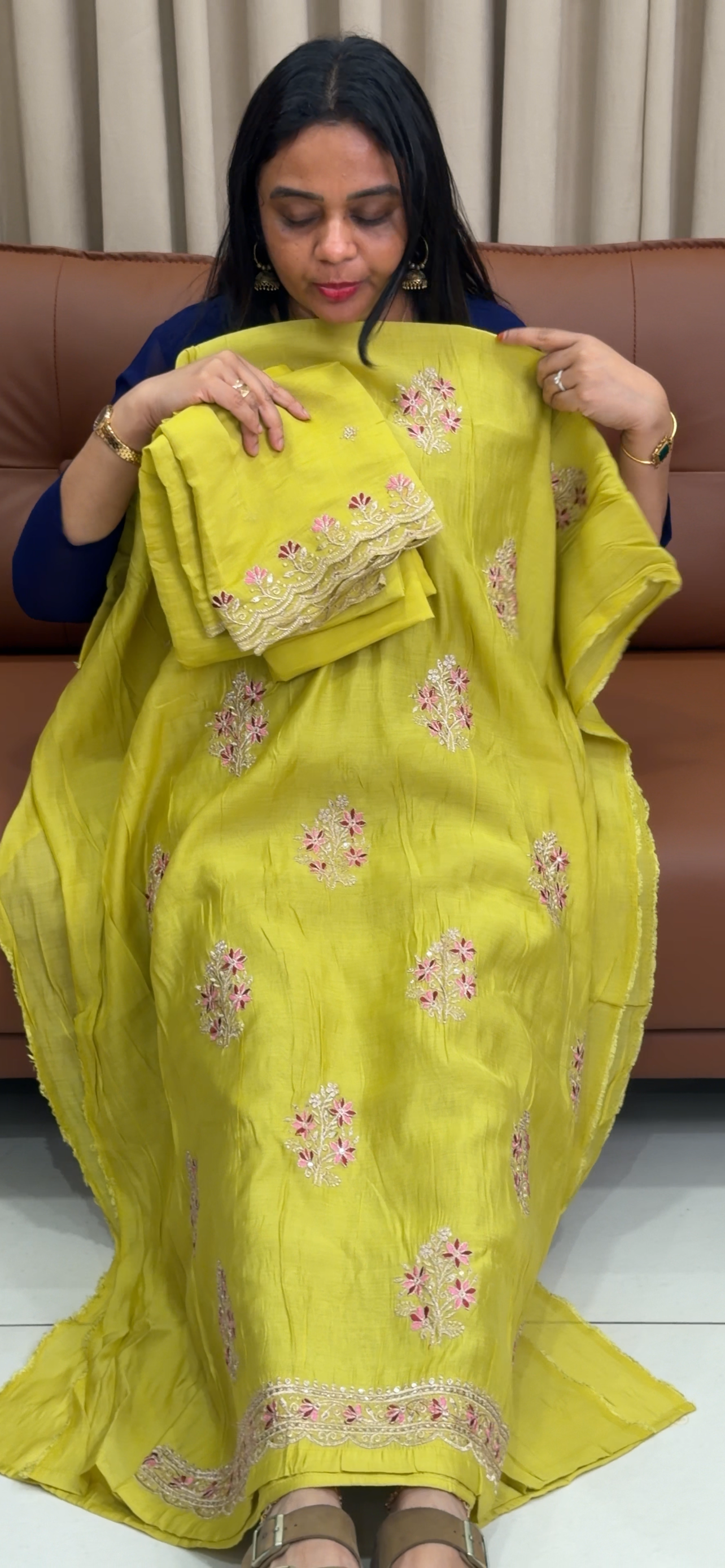 MUL CHANDERI UNSTITCHED SALWAR SUITS - IHA 33651