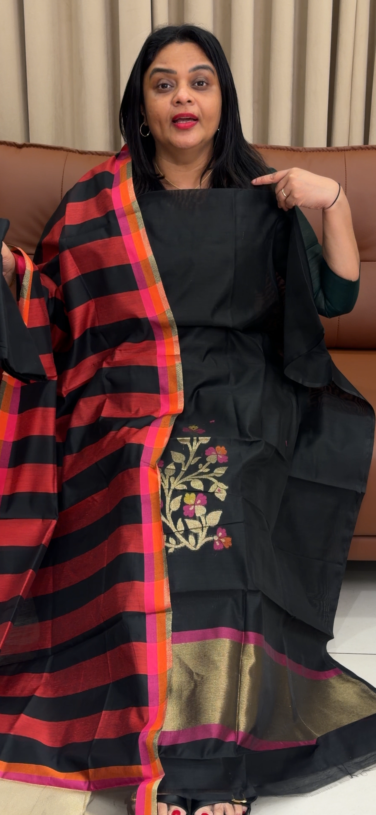 JAMDANI UNSTITCHED SALWAR SUITS - IHA 34205
